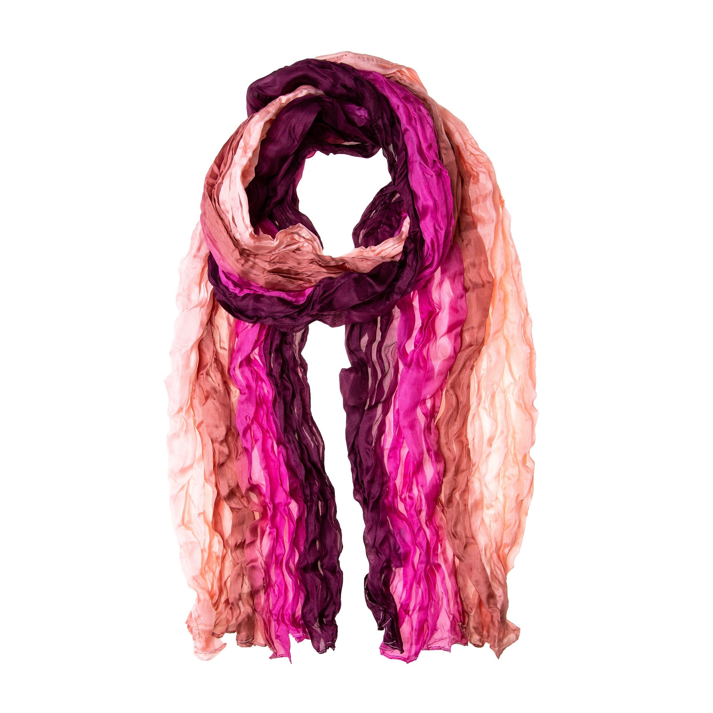 Silkroad Seidenschal Knitterschal Halstuch Schal XXL Farbverlauf Pink
