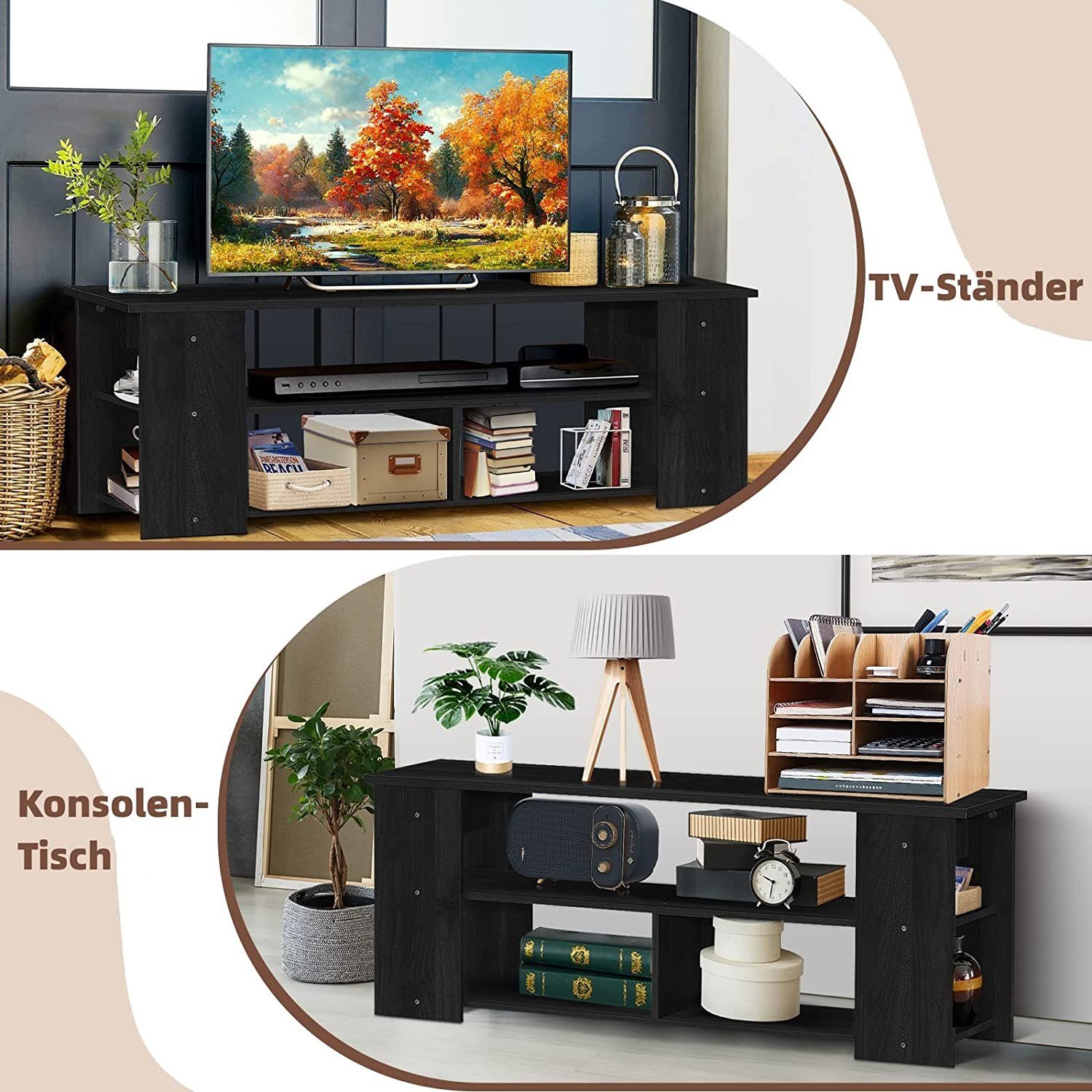 zu Zoll TV-Schrank bis für Holz Fernsehschrank Fernseher aus 50 KOMFOTTEU schwarz