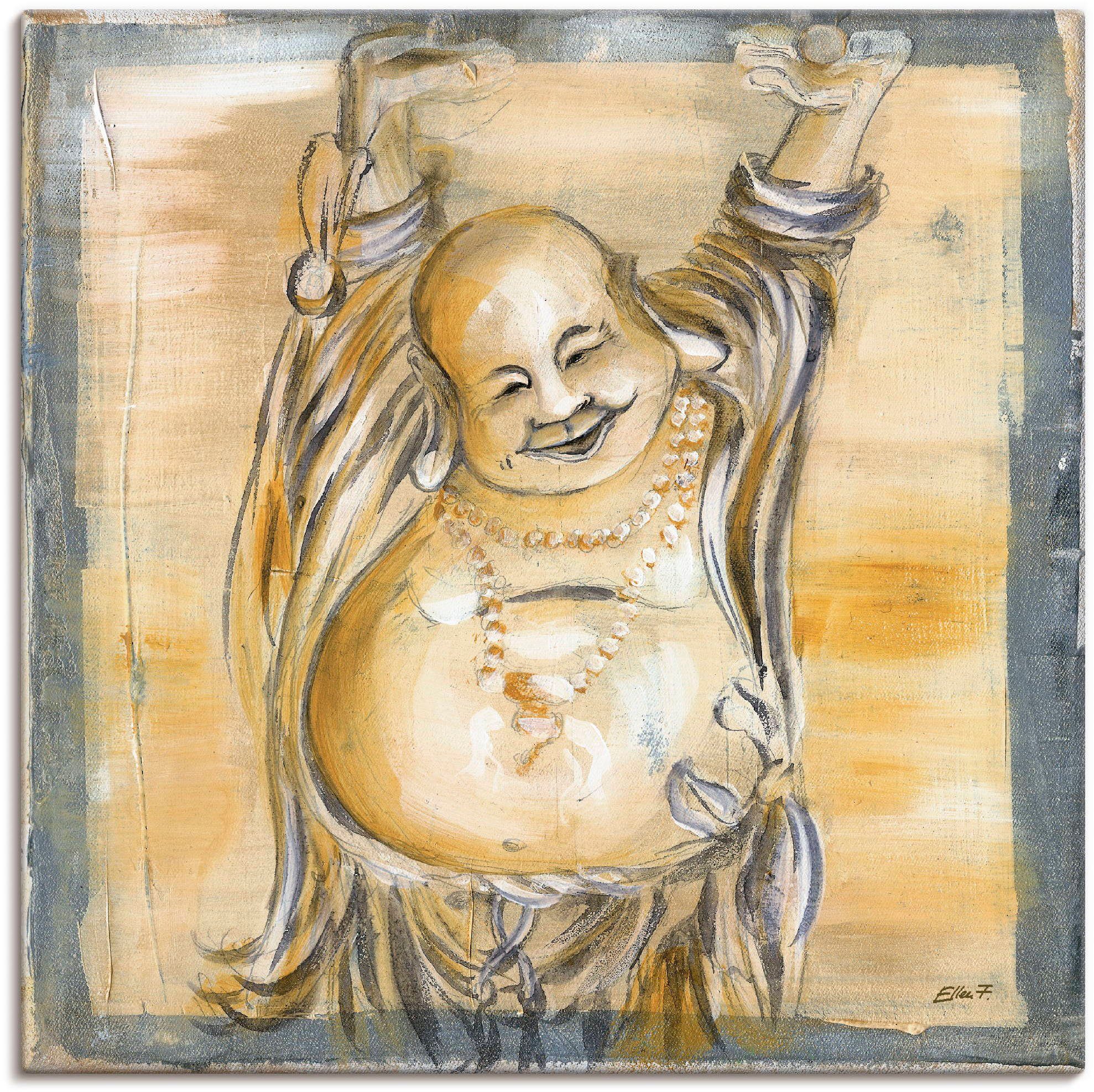 Artland Wandbild Fröhlicher Buddha II, Religion (1 St), als Leinwandbild, Poster in verschied. Größen