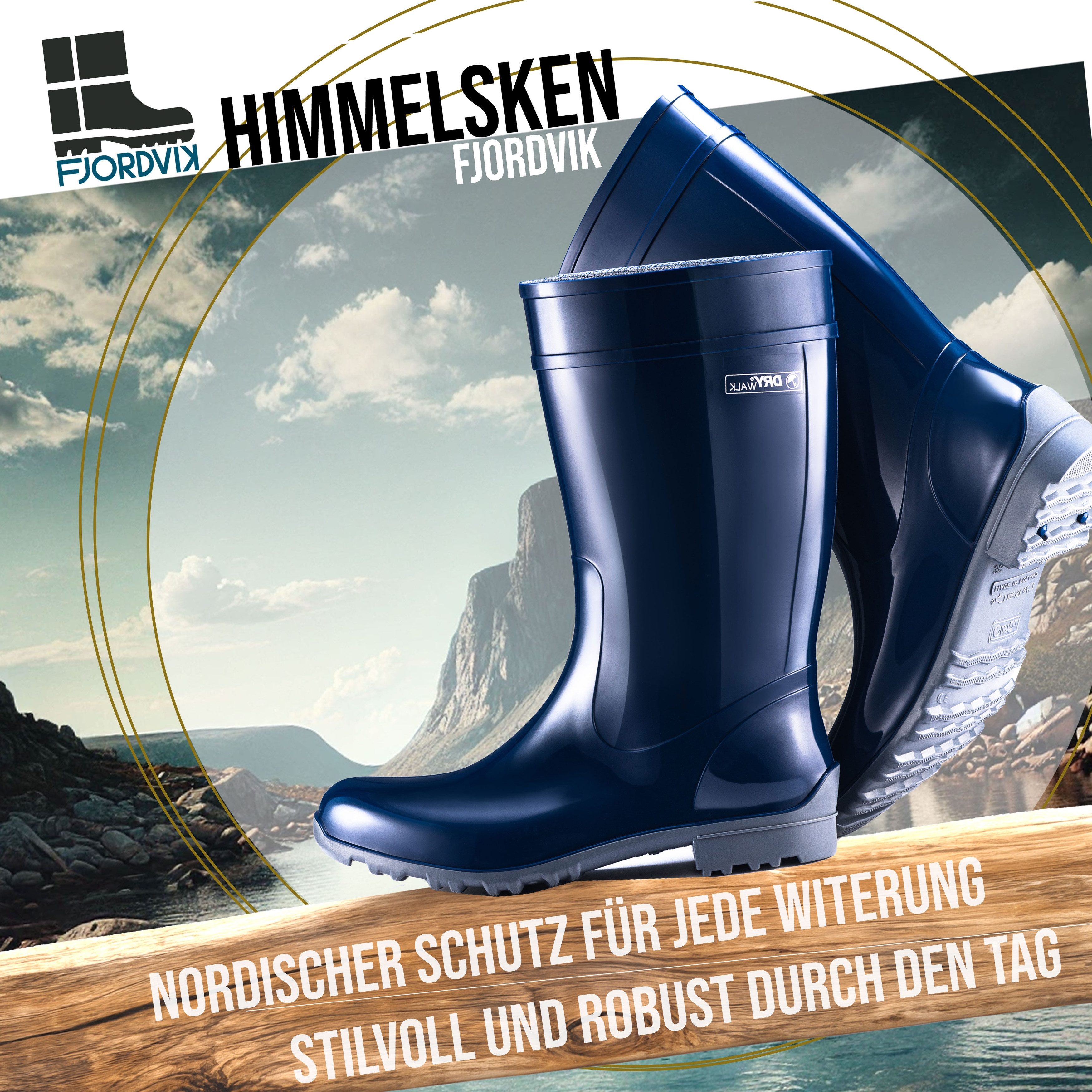 Fjordvik Himmelsken Regenboots Hochglanz-Optik 43 Blau Gummistiefel Perfekt günstig online kaufen