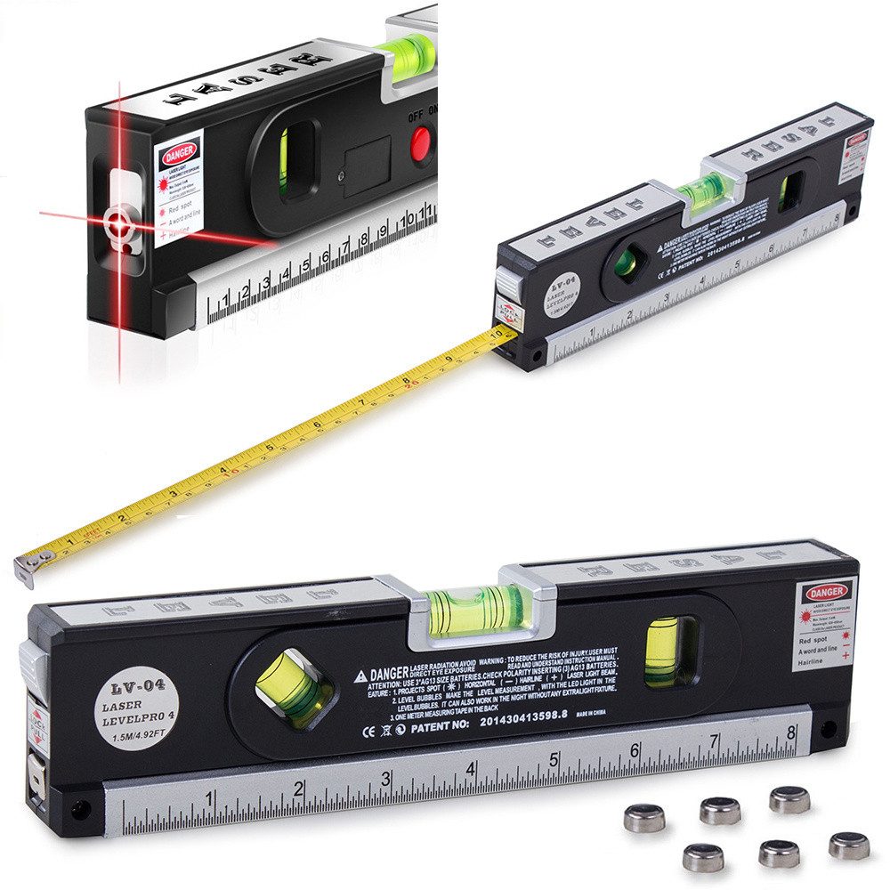 VERK GROUP Laserwasserwaage Laser Wasserwaage mit Lineal 250 cm, Lasermaß Zoll, (1 St)