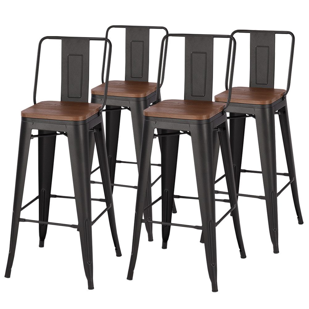 LIVINGANDHOME Высокие табуреты 4er-Set Высокие табуреты mit Metallgestell und Rückenlehne (4 St), mit angenehmen Sitzkomfort, ideal für Bars, Cafés oder Hausbars