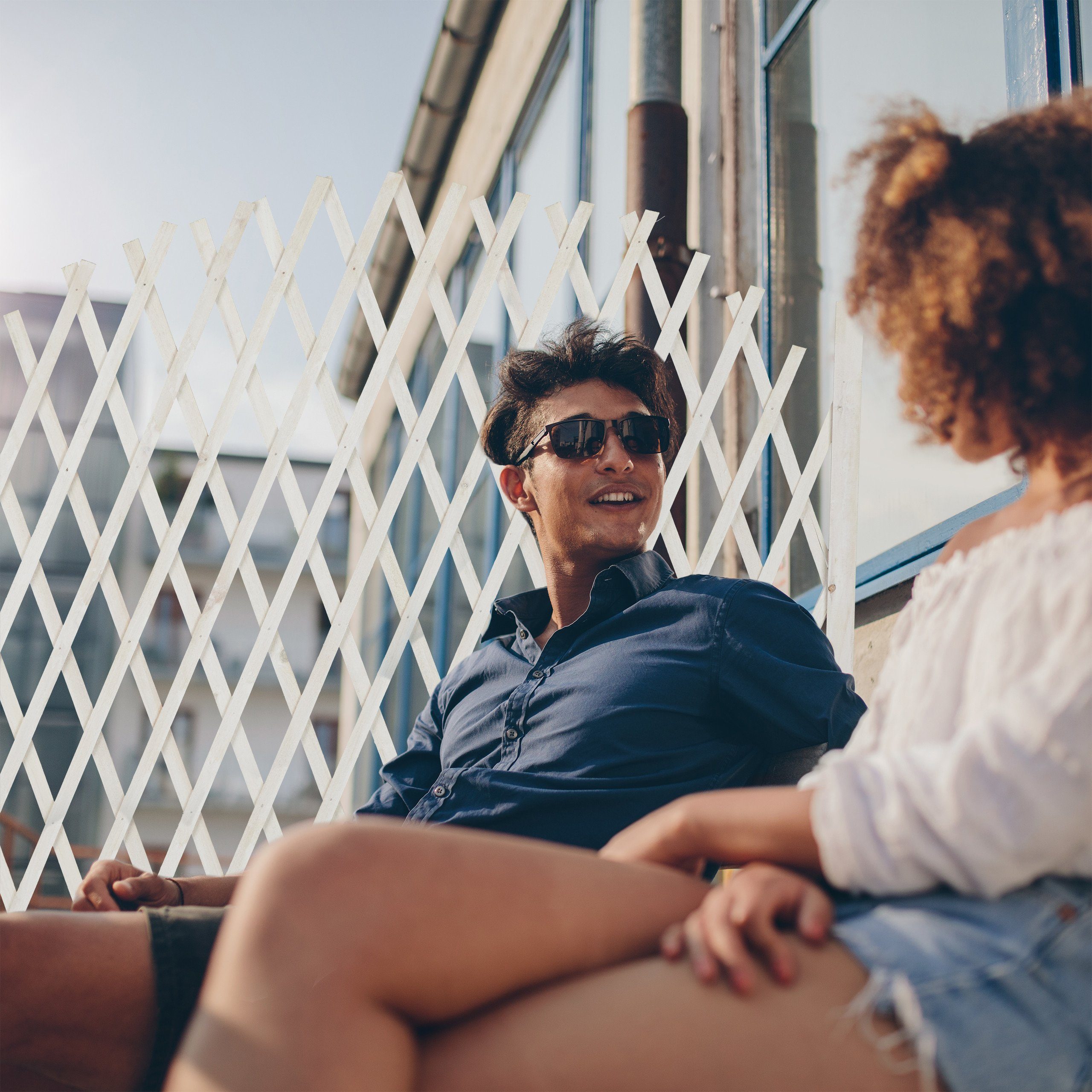 relaxdays Rankgitter Holz ausziehbar, Weiß günstig online kaufen