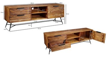 Wohnling Lowboard WOHNLING Lowboard NISHAN 160x54x40 cm Sheesham Massiv Holz, Design