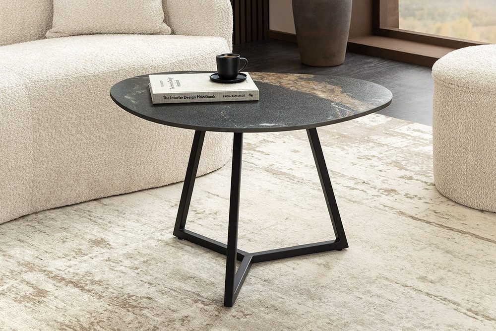 riess-ambiente Couchtisch MARVELOUS 90cm schwarz – Keramik, Metallgestell, Aurora Oro (Einzelartikel, 1-St), pflegeleichte Keramikplatte & stabiles Gestell – id – Bild 3 von 5