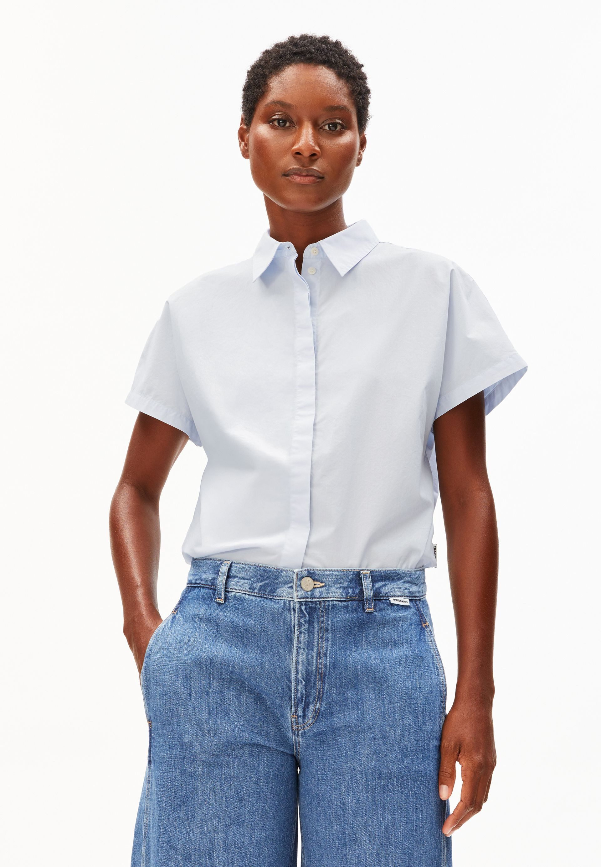 Kurzarmbluse LARISAANA Bluse aus 100% Bio-Baumwolle
