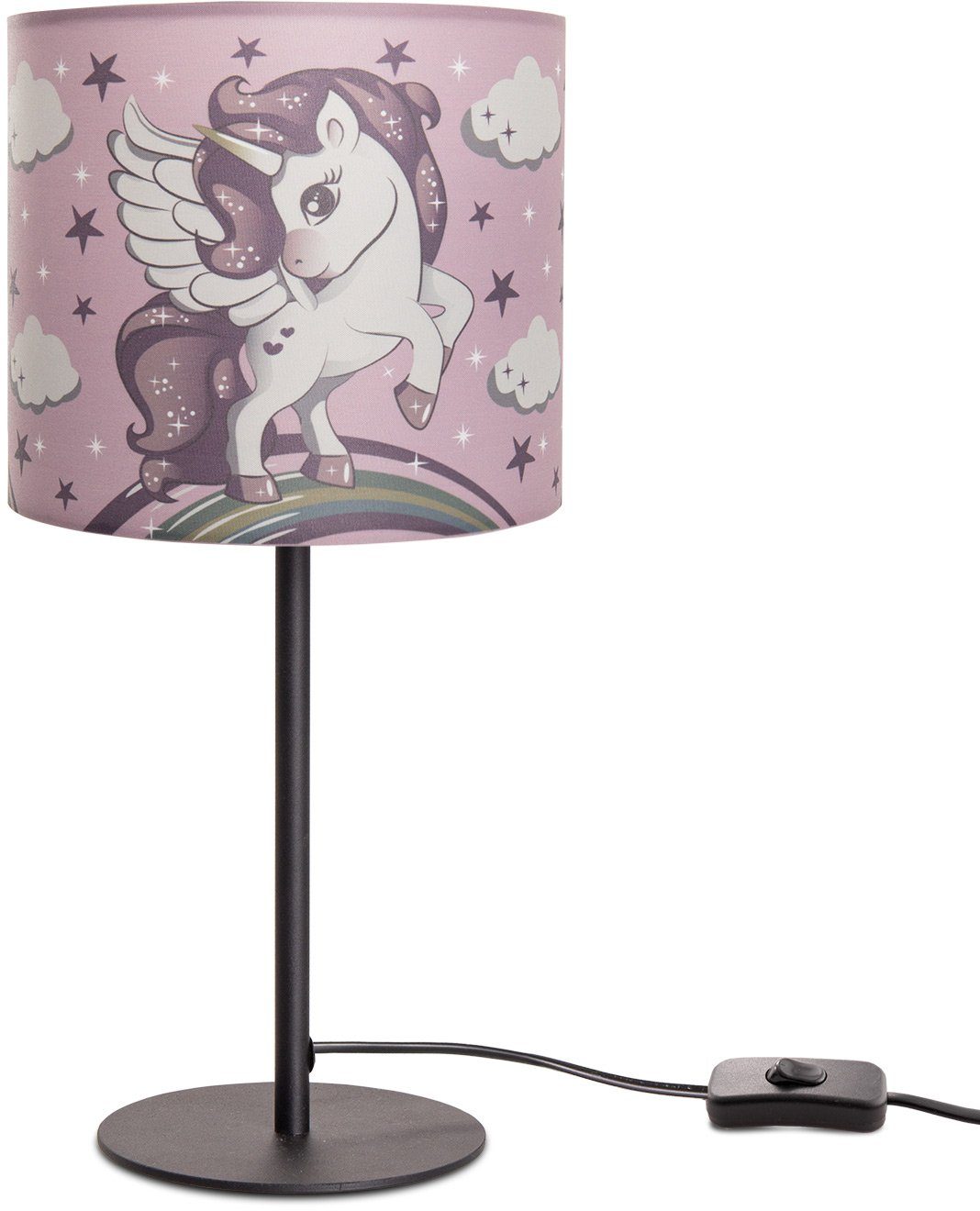 Paco Home Tischleuchte 213, Einhorn ohne Tischleuchte LED Kinderzimmer, Cosmo Lampe, E14 Kinderlampe Leuchtmittel, Mädchen