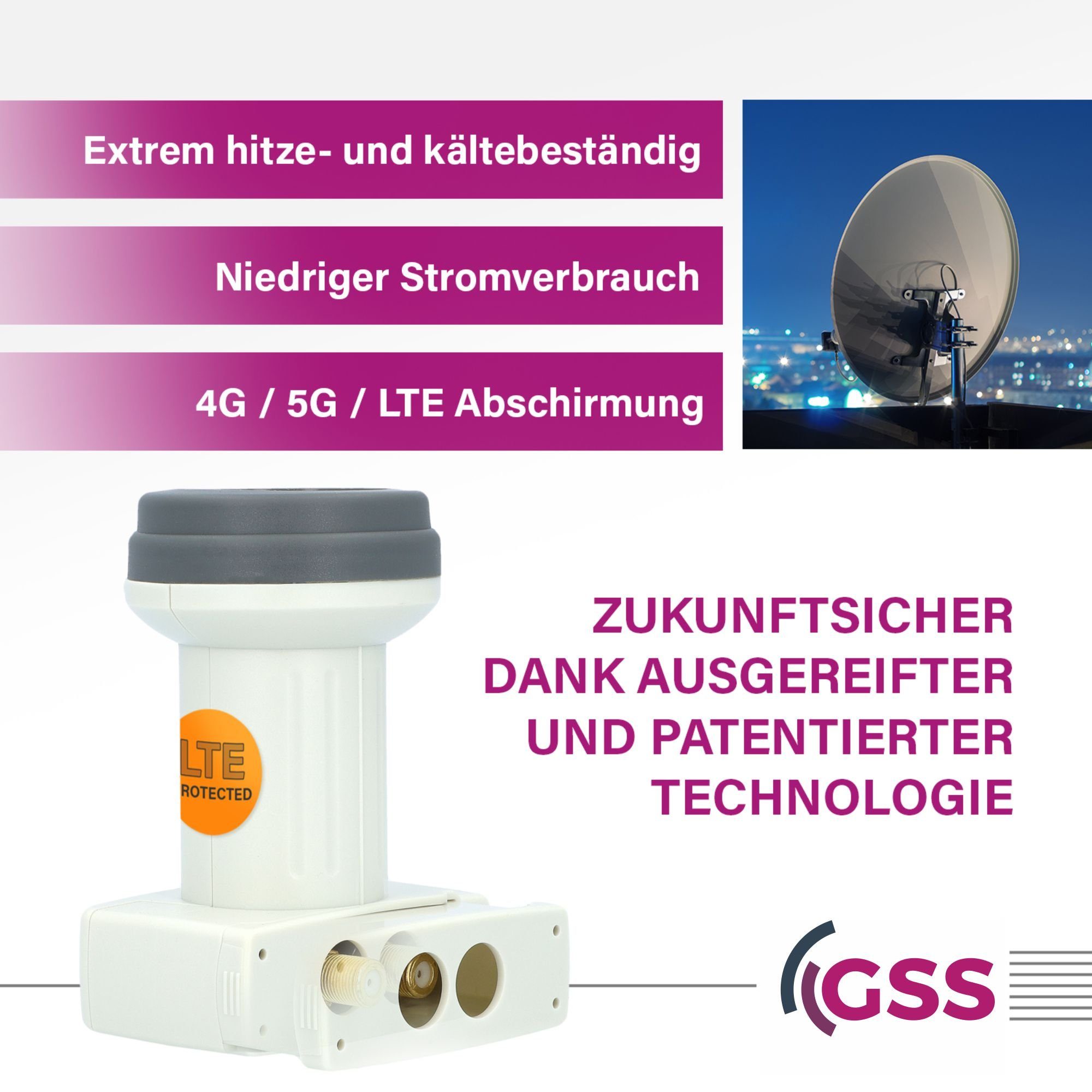 + vergoldet) LNB 4X GSS UV Helios Filter, LTE Universal-Twin-LNB Wetterschutz (2 Twin F-Stecker Teilnehmer, Aufdrehhilfe