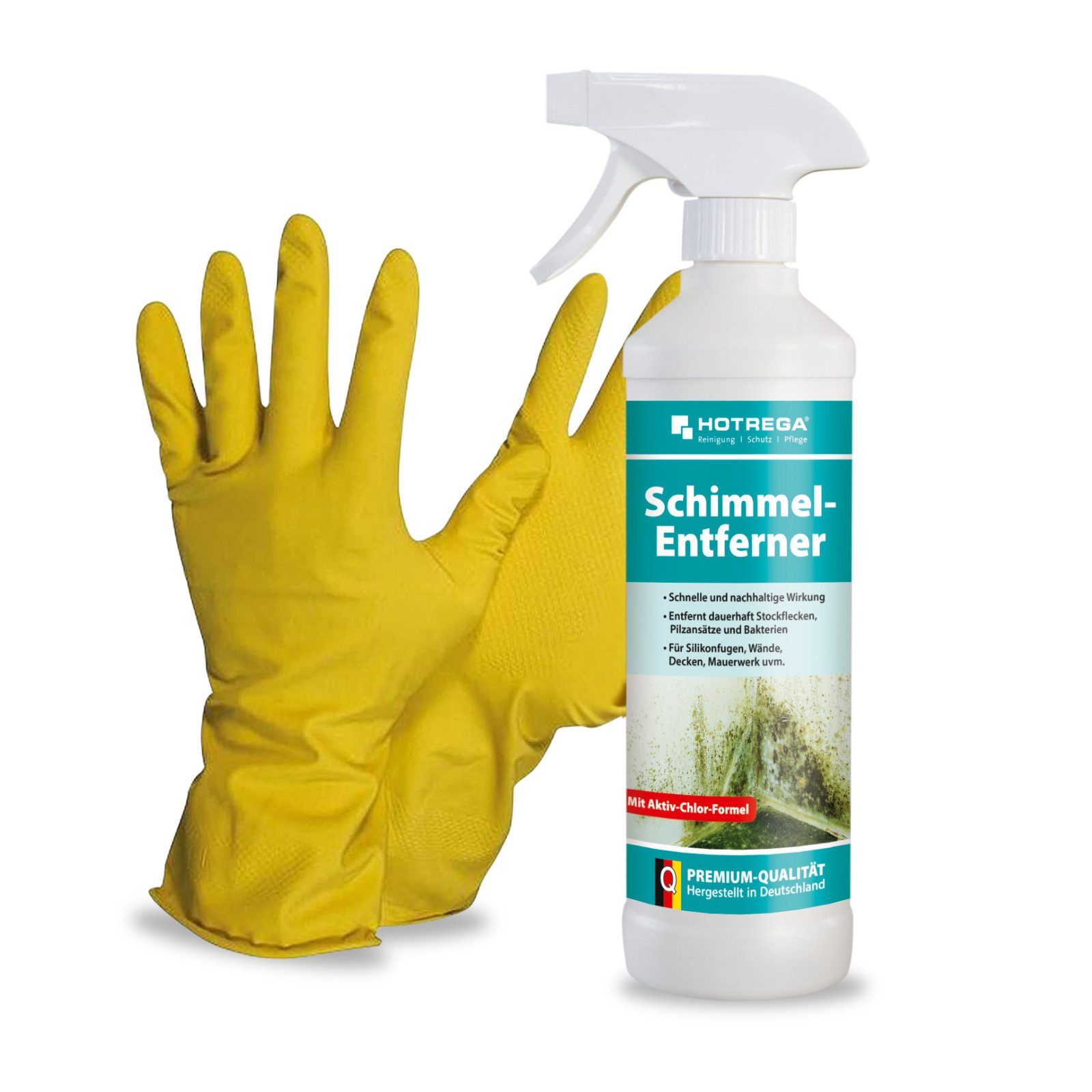 HOTREGA® Schimmel Entferner nachhaltig Schimmel Pilze 500ml inkl. Handschuhe Schimmelentferner