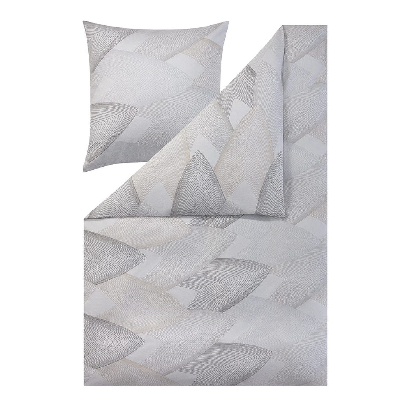 Estella Bettwäsche Estella Samt + Seide Flanell Bettwäsche 135x200 Bolzano silber Blätter, Flanell, 2 teilig, für kalte Wintermonate