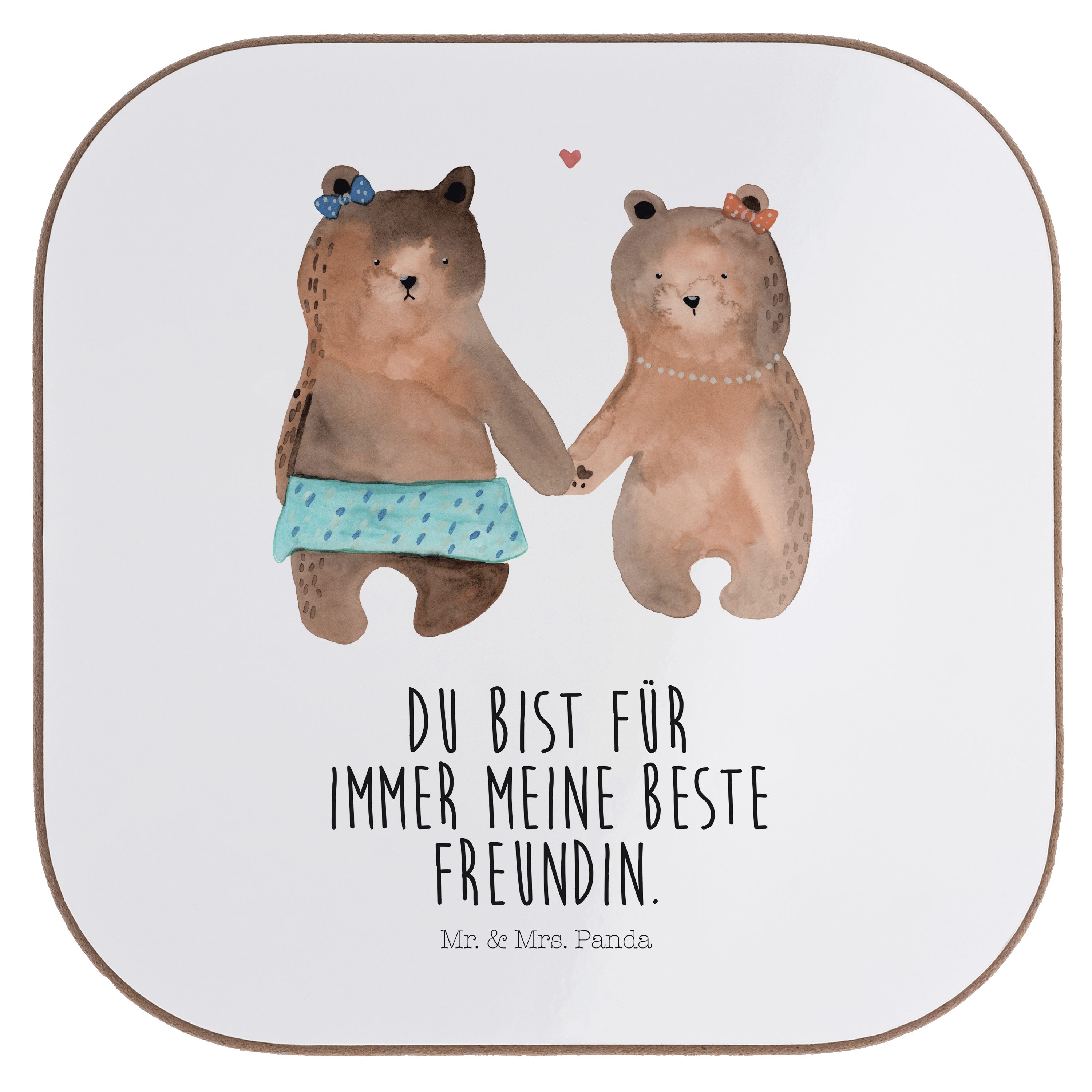Mr. & Mrs. Panda Getränkeuntersetzer Bär Freundin - Weiß - Geschenk, Getränkeuntersetzer, Bär Freundin Bes, 1-tlg.