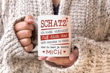 MoonWorks Tasse Kaffee-Tasse Schatz ich habe versucht für dich das beste Geschenk zu finden Geschenkidee Liebe Moonworks®, Keramik