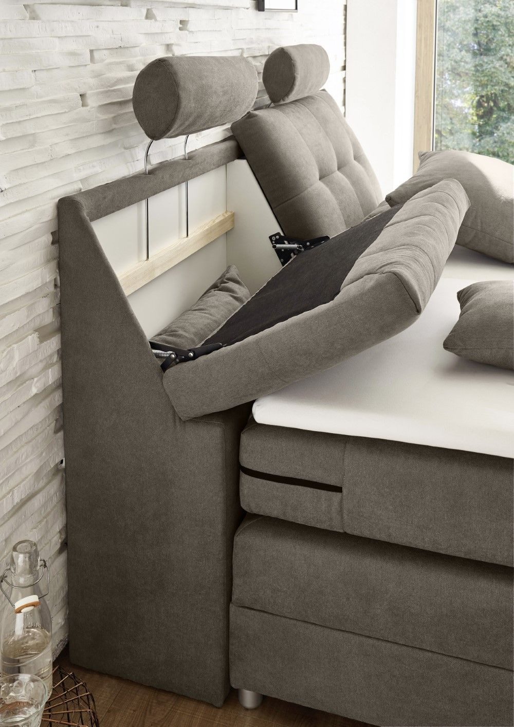 ED EXCITING DESIGN Boxspringbett Palermo 120/180x200 Elektrofunktion & 7-Zonen-TTFK-Matratze + Topper (Komplettbett mit Motor & Stauraum, inkl. Matratze, Topper, Unterbox), Elektrisches Kopf- & Fußteil, 7-Zonen-TTFK-Matratze & T25-Topper