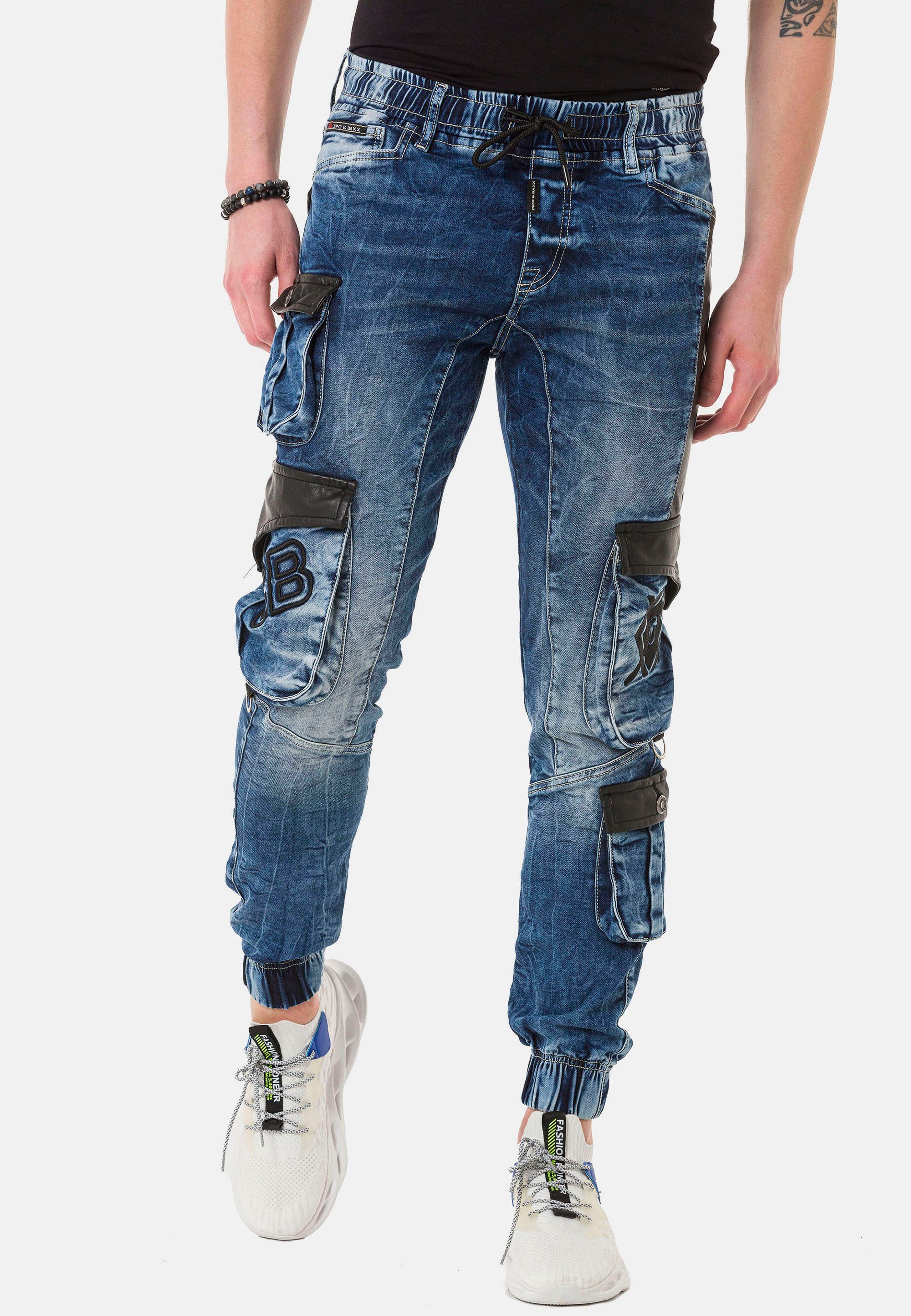 Cipo Designer-Look im & Baxx blau Straight-Jeans