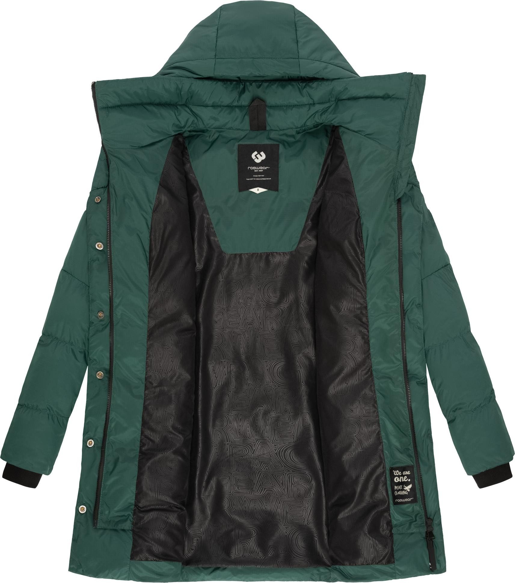 Ragwear Kurzmantel Niara stylischer, gesteppter Wintermantel mit gefütterter Kapuze