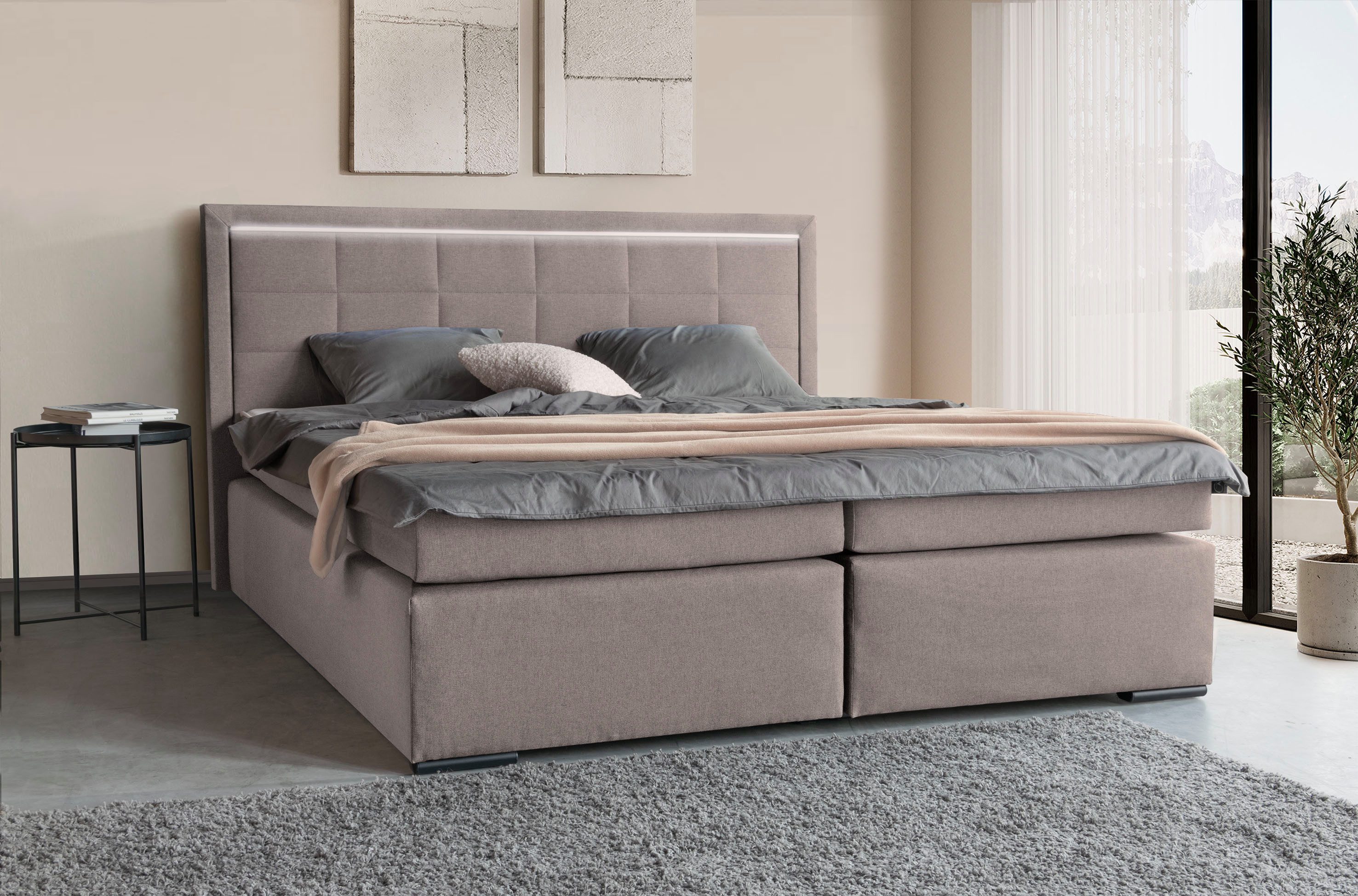 COLLECTION AB Boxspringbett 30 Jahre Jubiläums-Modell Athena, in H2,H3 & H4, wahlweise mit LED-Leiste