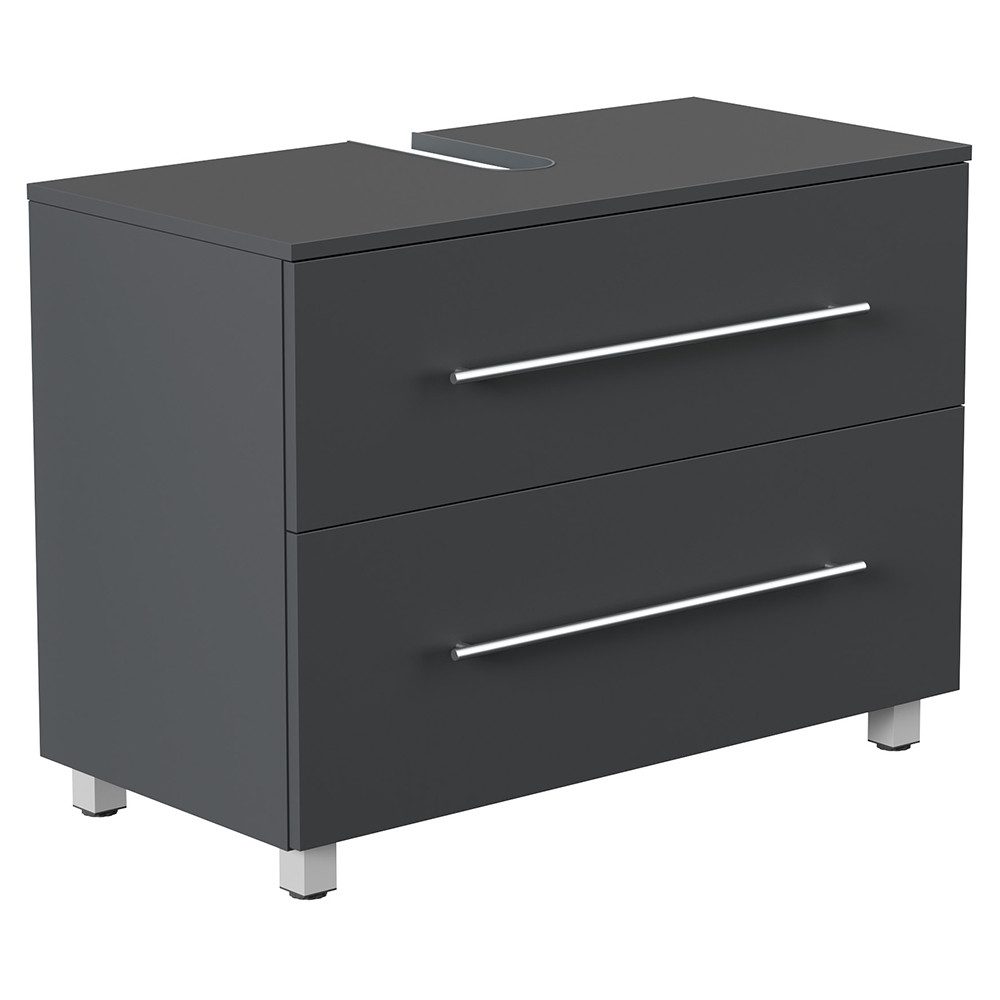 Lomadox Waschbeckenschrank MONTEFANO-02 85 cm breit in graphit, 2-türig, mit Standfüßen