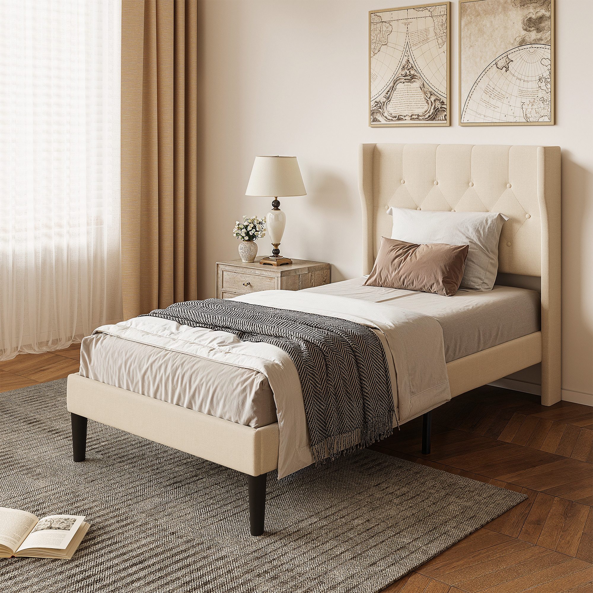 Bealife Bettgestell mit Kopfteil und Lattenrost, Doppelbett, Einzelbett,3 M günstig online kaufen