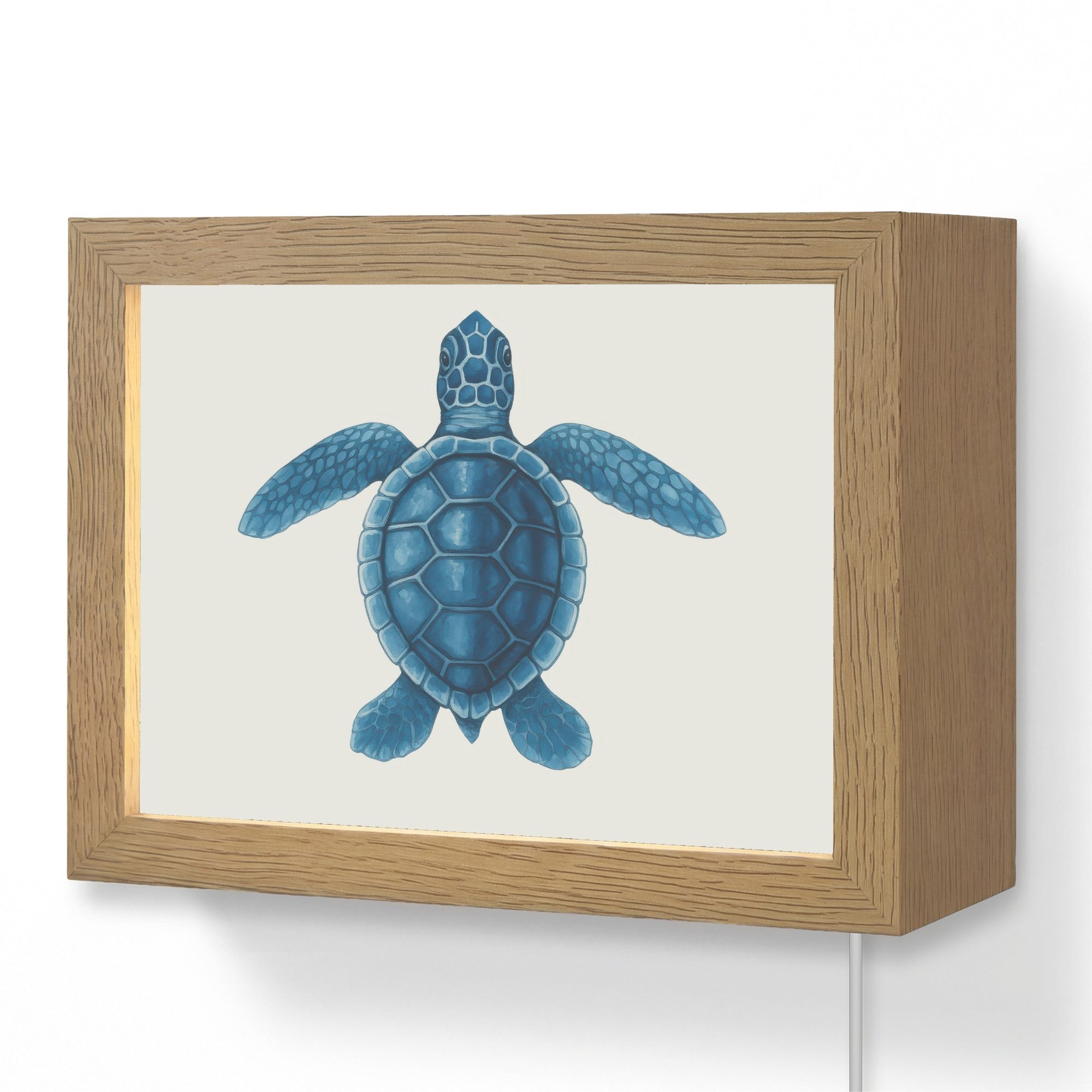OnlyWow Wandleuchte Lightframe Schildkröte - Blau - Schild, Dimmbar, Farbwechsel, LED, Warmweiß, Kaltweiß, Neutralweiß Einstellbar, Wandlampe Innen, Dimmbar, mit Kabel, LED, Modern, Flur