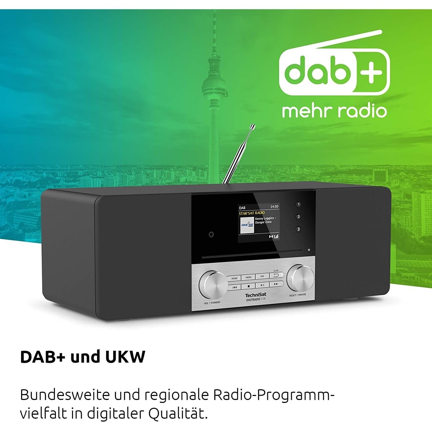 TechniSat DIGITRADIO 3 mit W, und IR Digitalradio DAB+/UKW 20 (DAB) CD-Player und mit und MP3-Wiedergabe) USB-Schnittstelle (DAB+/UKW Internetradio, Internetradio Ladefunktion