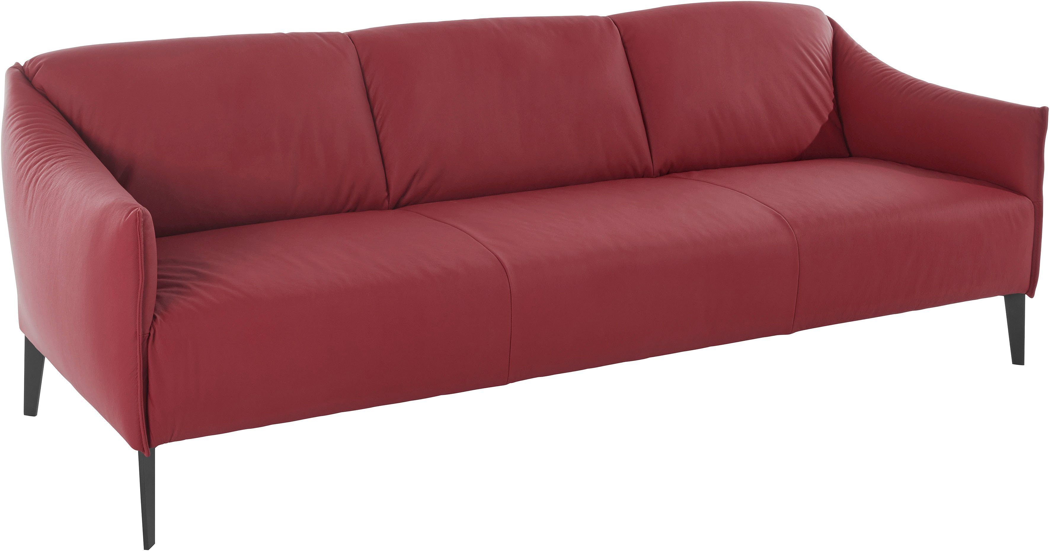 ruby red Breite sally, pulverbeschichtet, in cm 3-Sitzer W.SCHILLIG 224 Z59 mit Schwarz Metall-Winkelfüßen