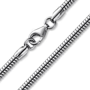 Materia Schlangenkette Damen Herren Halskette 3mm K28, aus 925 Sterling Silber, rhodiniert