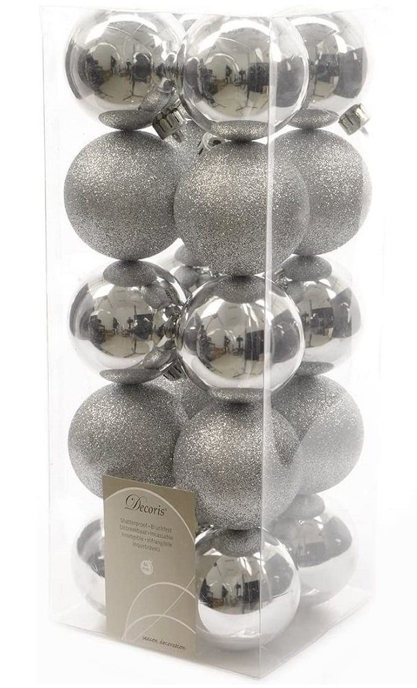 Kaemingk Weihnachtsbaumkugel Weihnachtsbaumkugeln bruchfest 20 Stk silber Ø 6cm