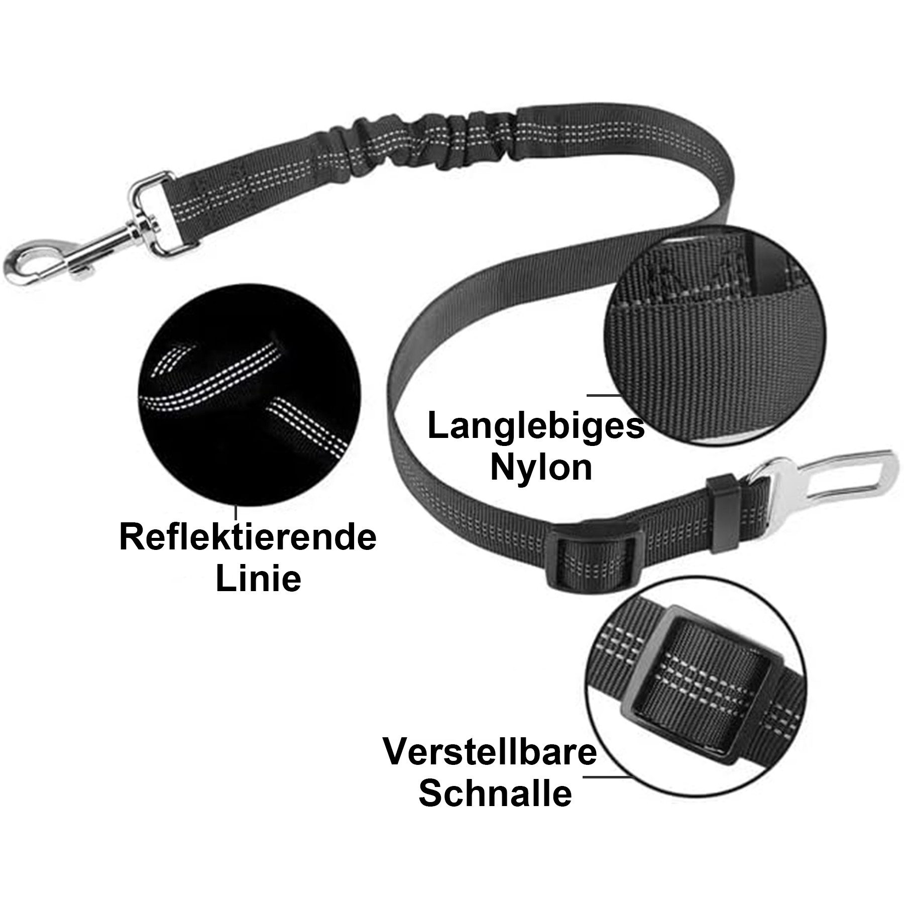 Mutig Autohundegeschirr 2 Stück Hunde Sicherheitsgurt, Hundegurt fürs Auto, Einstellbar Hundesicherheitsgurt, Mit Elastischer Ruckdämpfung