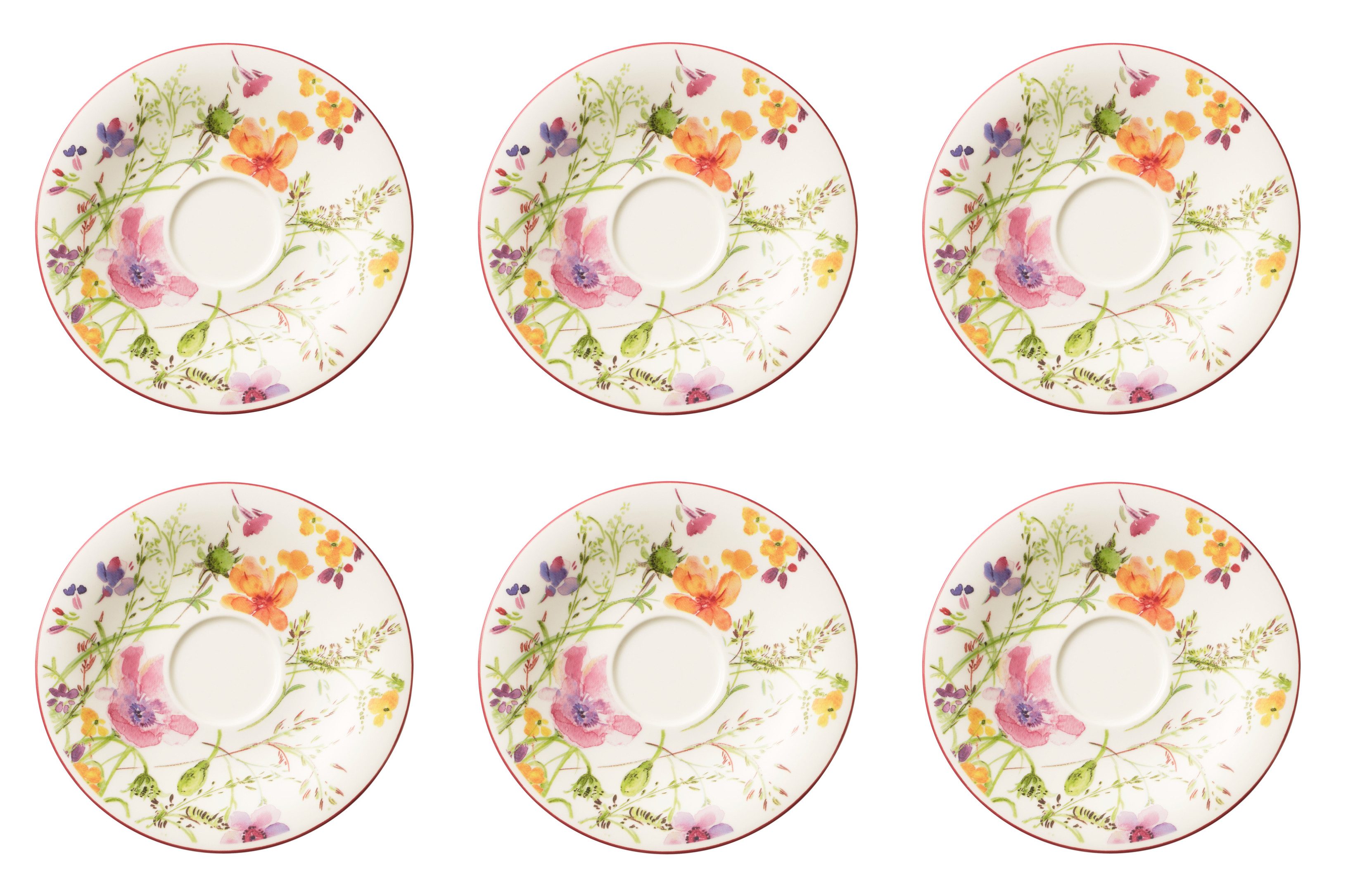Villeroy & Boch Untertasse Mariefleur Basic, Spülmaschinengeeignet, Mehrfarbig, Motiv: Blumen