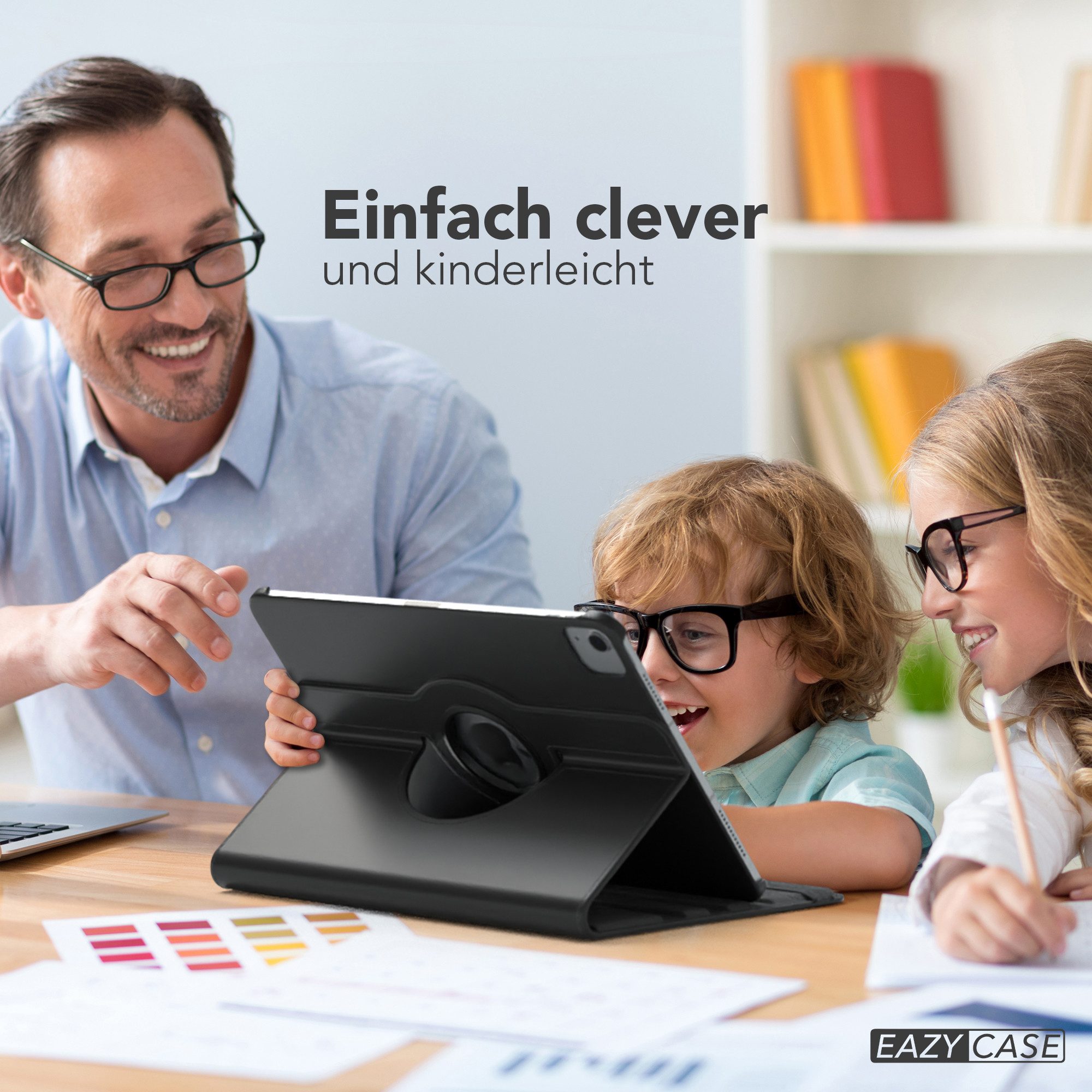 EAZY CASE Tablet-Hülle Apple iPad Air 11 (2026) Rotationcase 11 Zoll, Hülle 360° drehbar mit Standfunktion Etui Anti-Kratz Tasche Schwarz