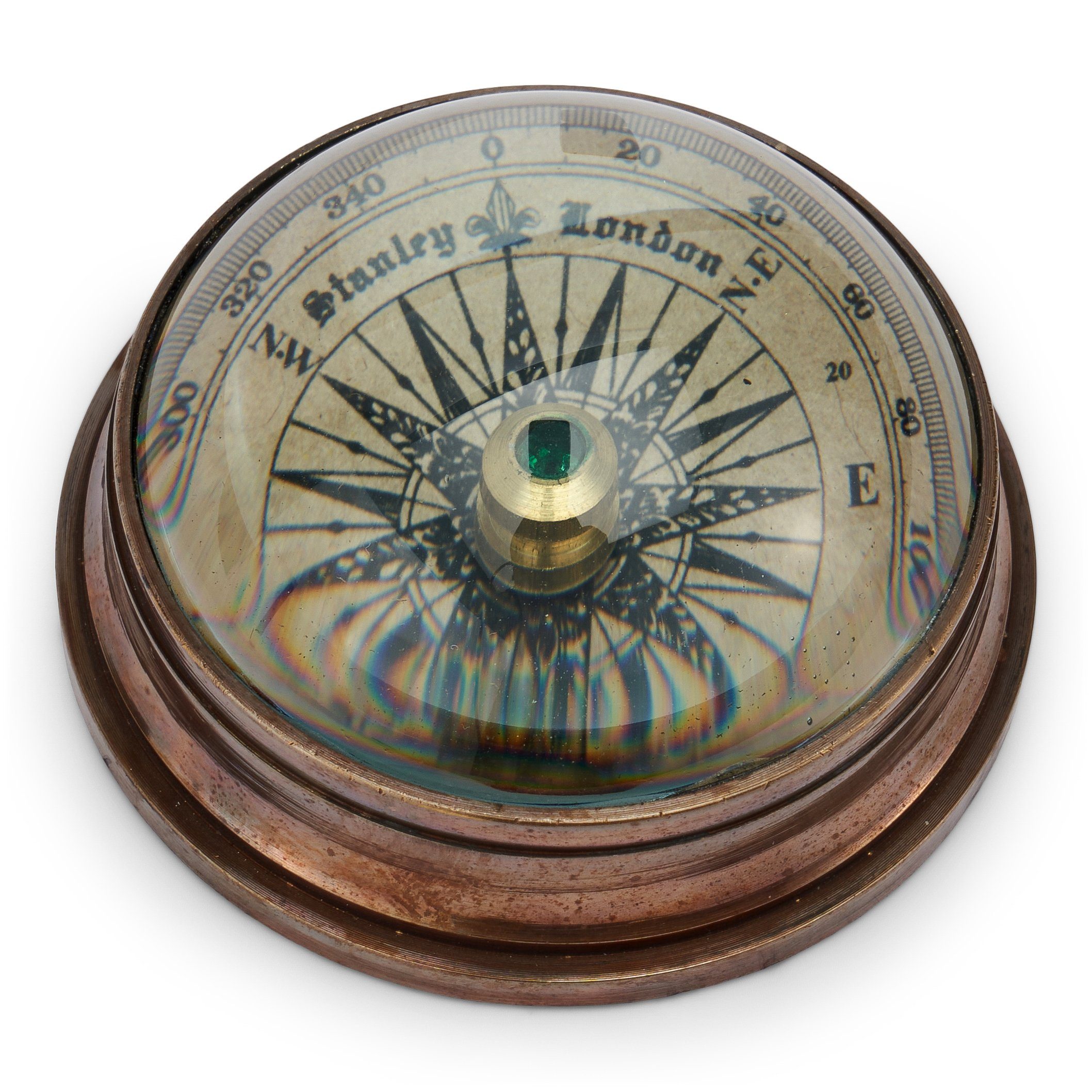 Kompass Maritim mit Domglas aus Messing 6cm Peilkompass