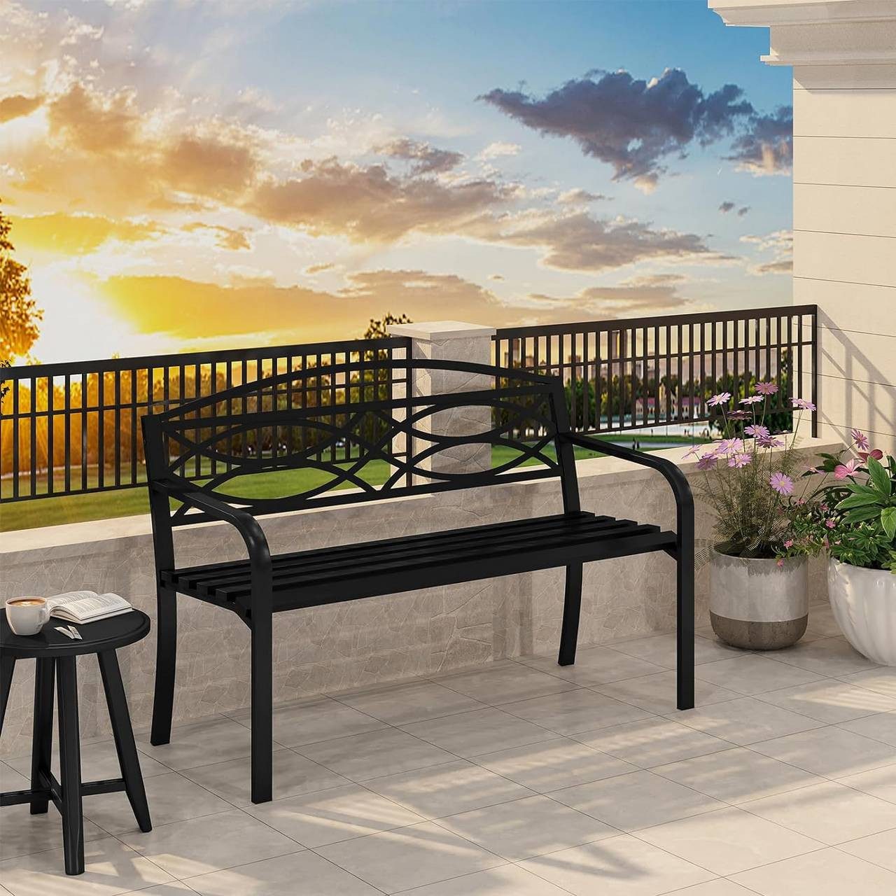 Woltu Gartenbank (1-St), Sitzbank Outdoor, Metall günstig online kaufen