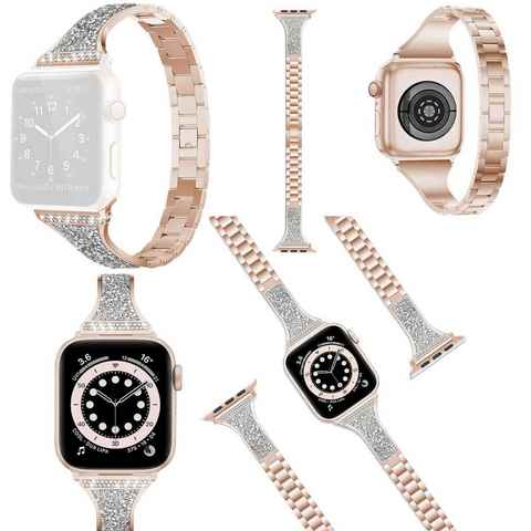Wigento Smartwatch-Armband Für Apple Watch Series 9 8 7 41 / 6 SE 5 4 40 3 2 1 38 Stahl Armband