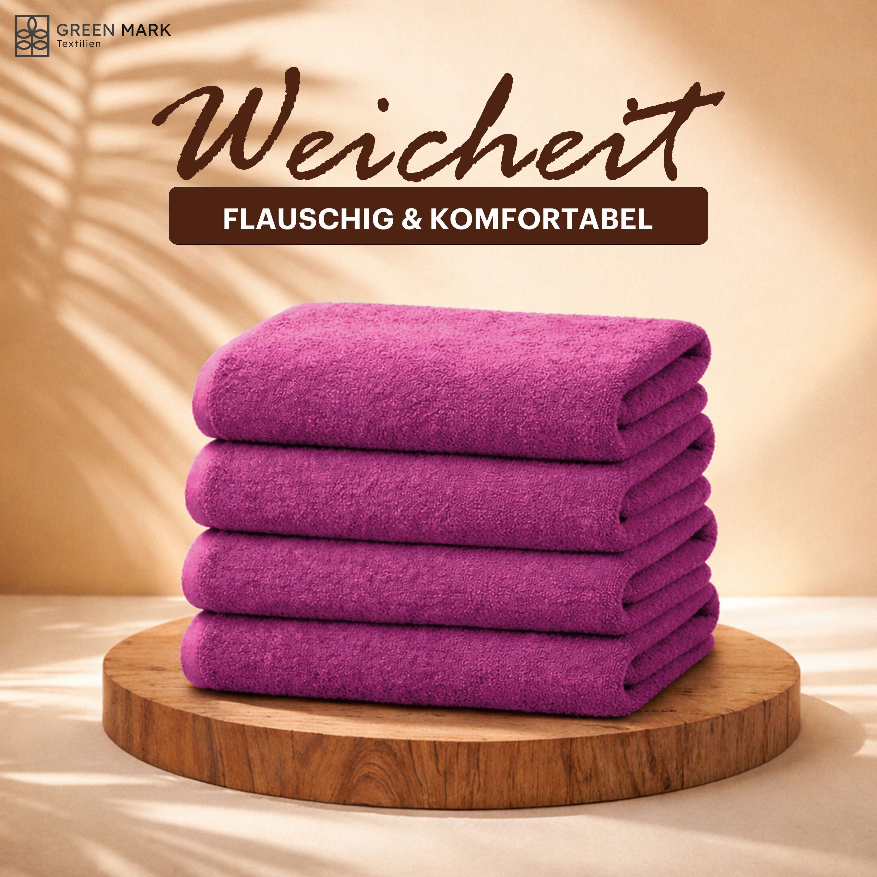 NatureMark Duschtuch 4er-Sparpack Frottier Duschtücher 70x140cm, 100% Baumwolle (4-St), Duschhandtuch 70x140cm Pink – Bild 3 von 5