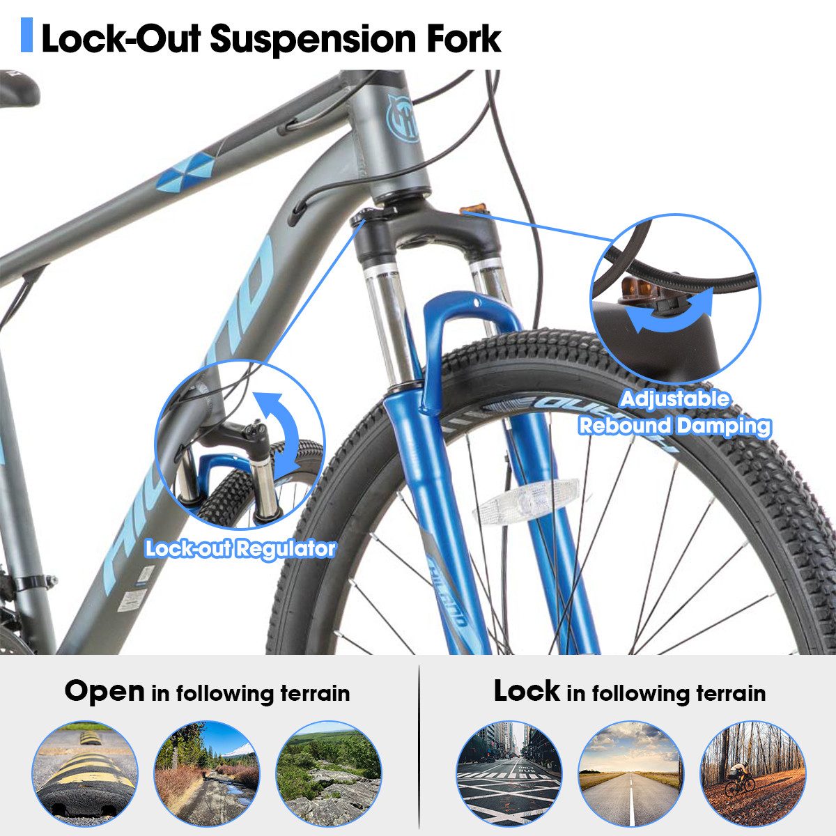 HILAND Mountainbike 27,5 Zoll Fully MTB mit Federung Leichtmetallrahmen, mit Aluminiumrahmen 21 Gang Schaltung Hydraulische Scheibenbremse