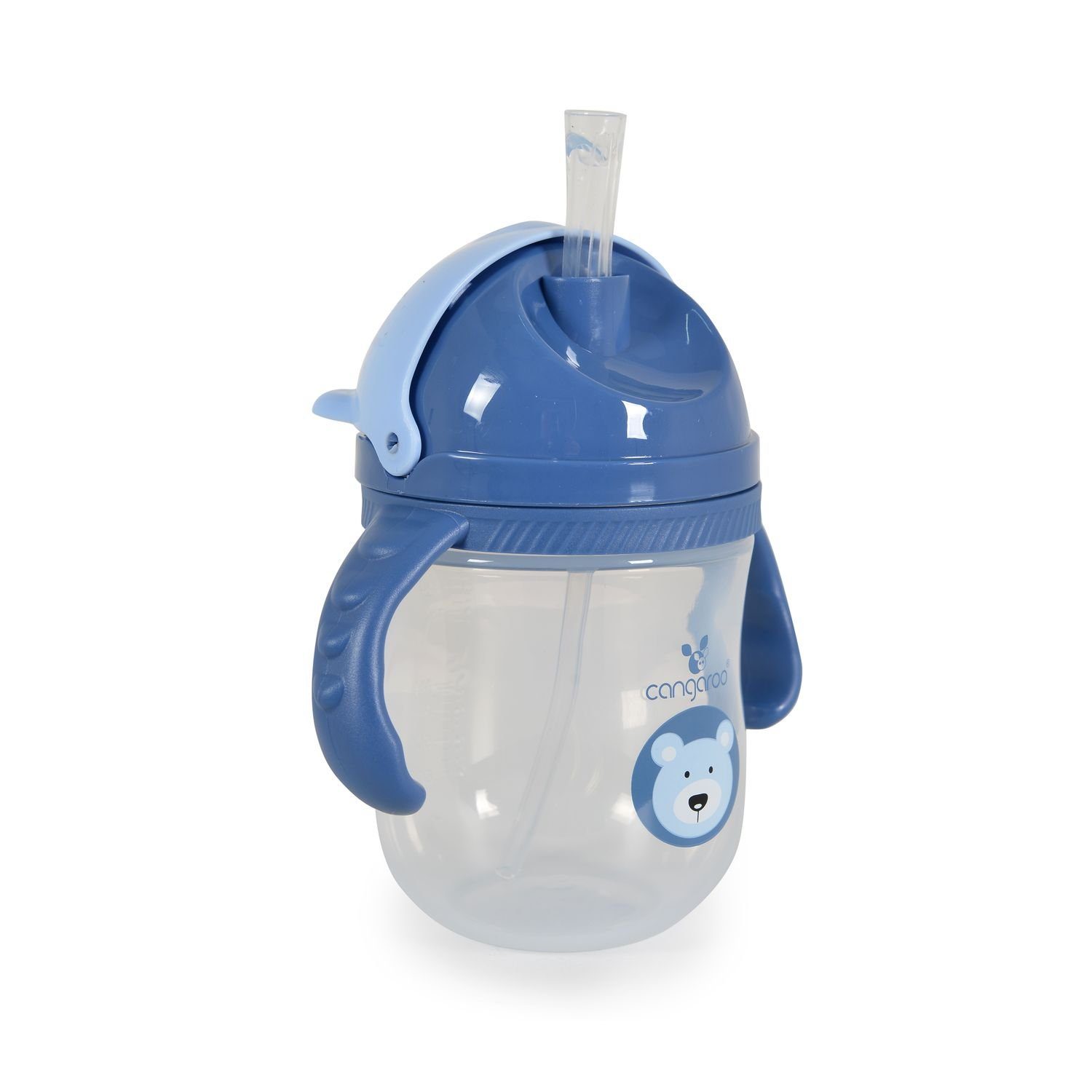 240 Baby-Trinklernbecher Schutzdeckel blau Trinkflasche bequemer ml Trinkhalm Berry, Cangaroo Griff