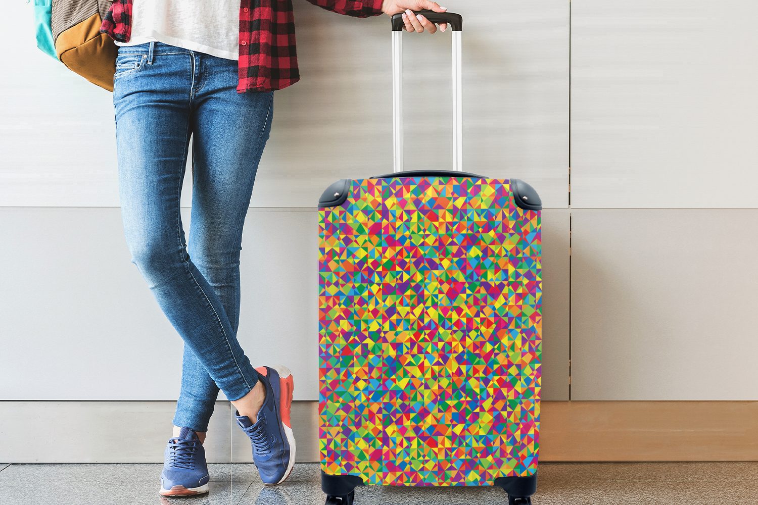 4 Muster mit für Reisetasche Trolley, MuchoWow Ferien, rollen, Farben Rollen, Reisekoffer Abstrakt, Handgepäckkoffer Regenbogen - - Handgepäck -