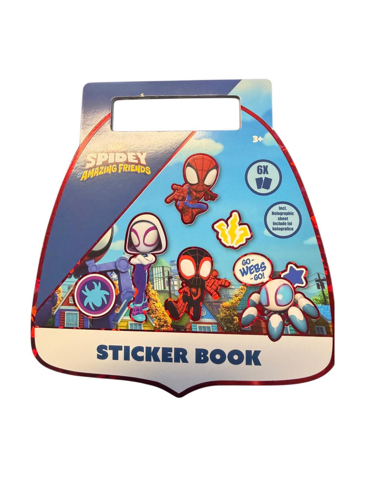 Disney Sticker Spiderman Aufkleber 6 Seiten inkl. Glitzersticker, Sammelsticker, (Set 1-tlg), Marvel Sammelaufkleber, Spidey Amazing Friends, Sticker mit Glitzer