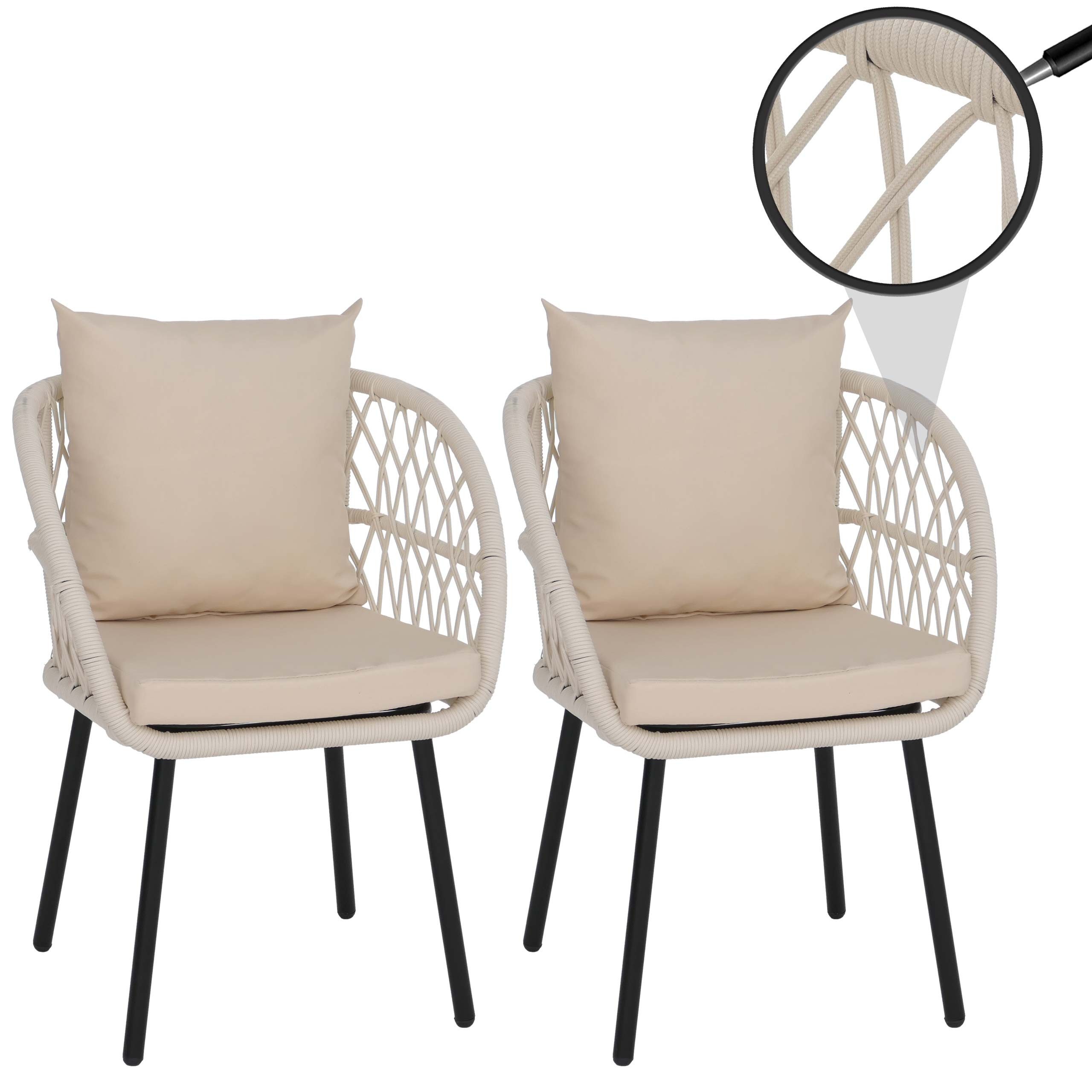 MCW Gartenstuhl MCW-Q38 (2er), Hohe Stoffqualität 180 g/m², Bezug waschbar bei maximal 40°