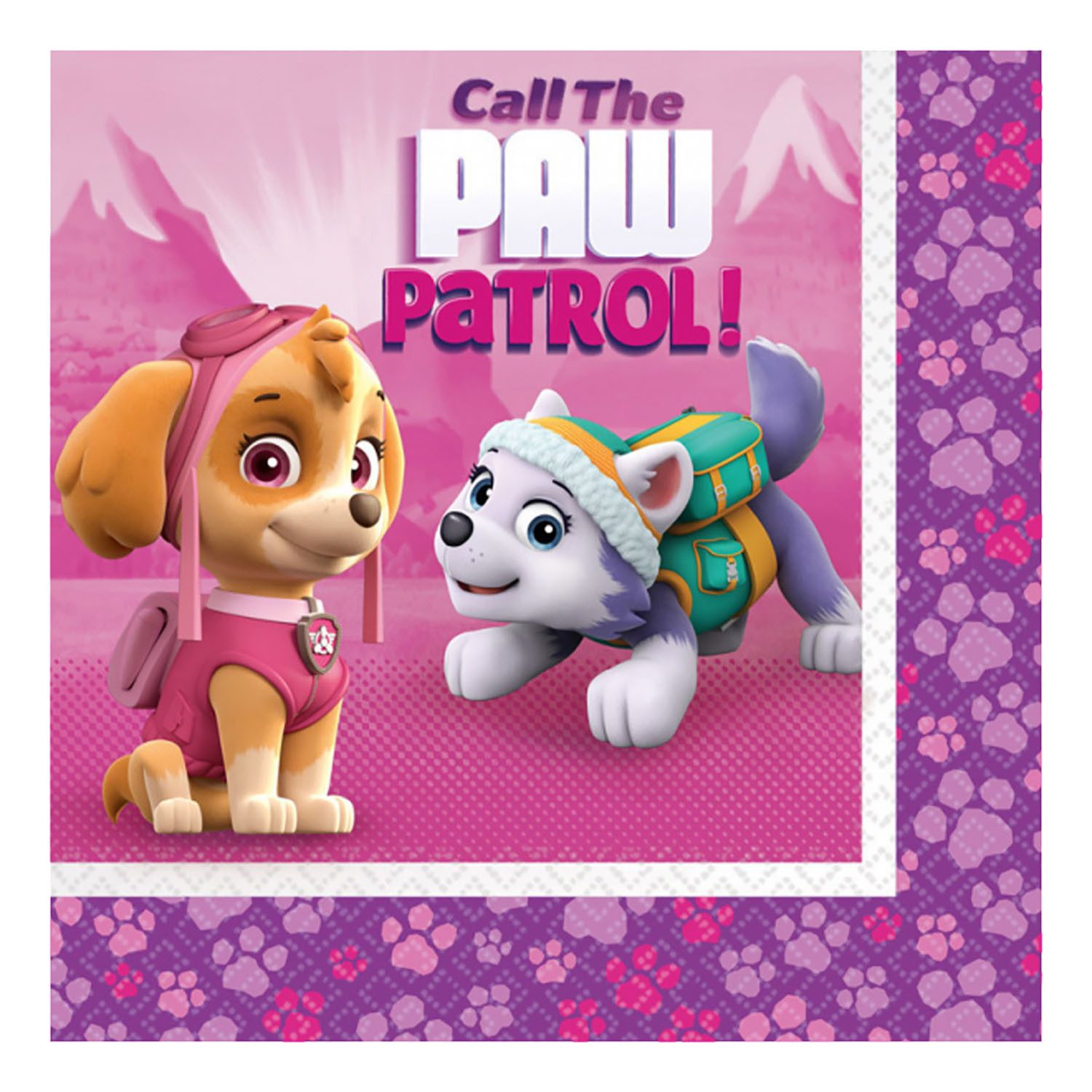 Amscan Papierserviette 'Pink Paw Patrol', Servietten 20Stk./33x33cm