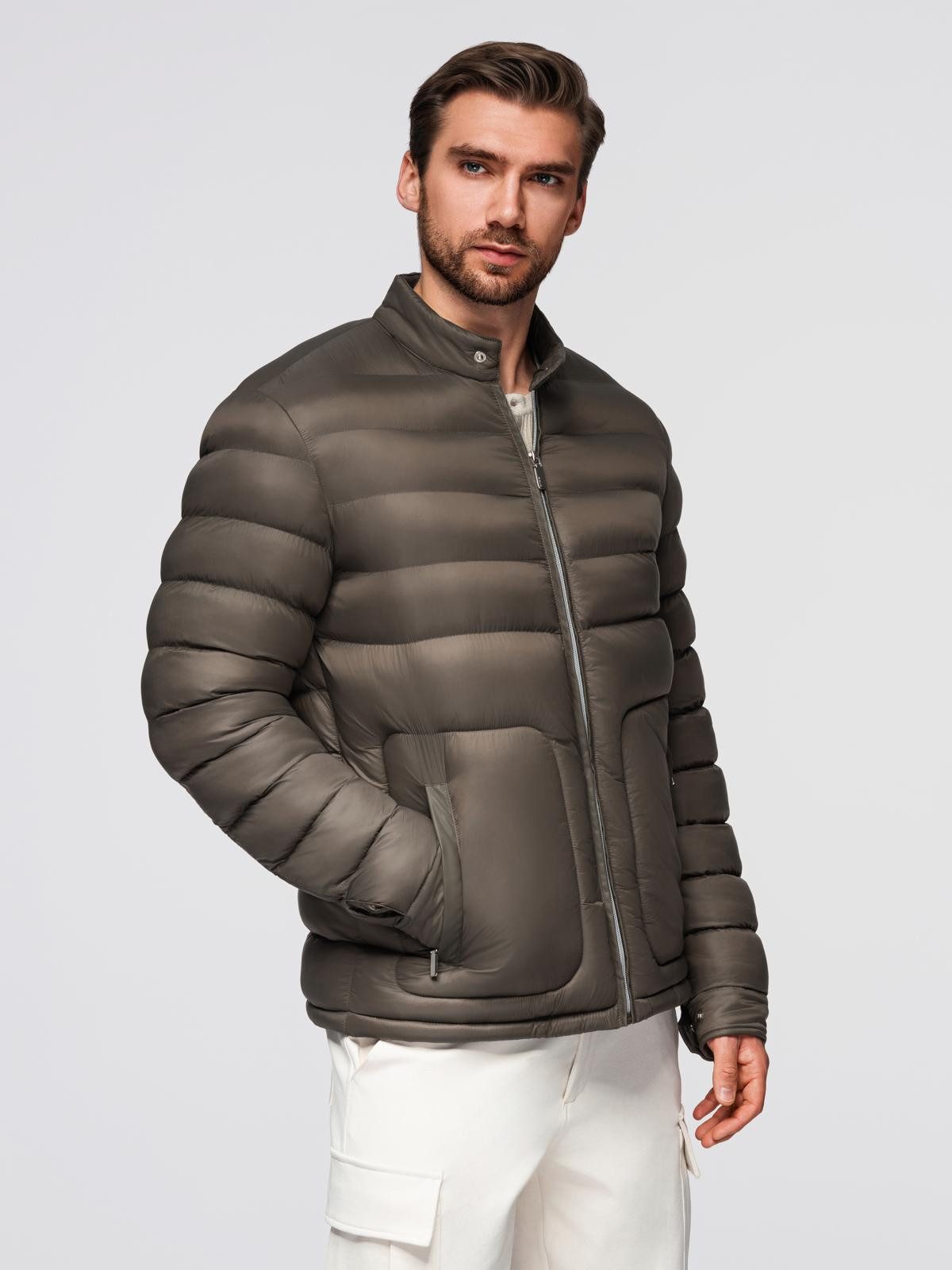 Winterjacke Klassische gesteppte Herrenjacke mit Stehkragen