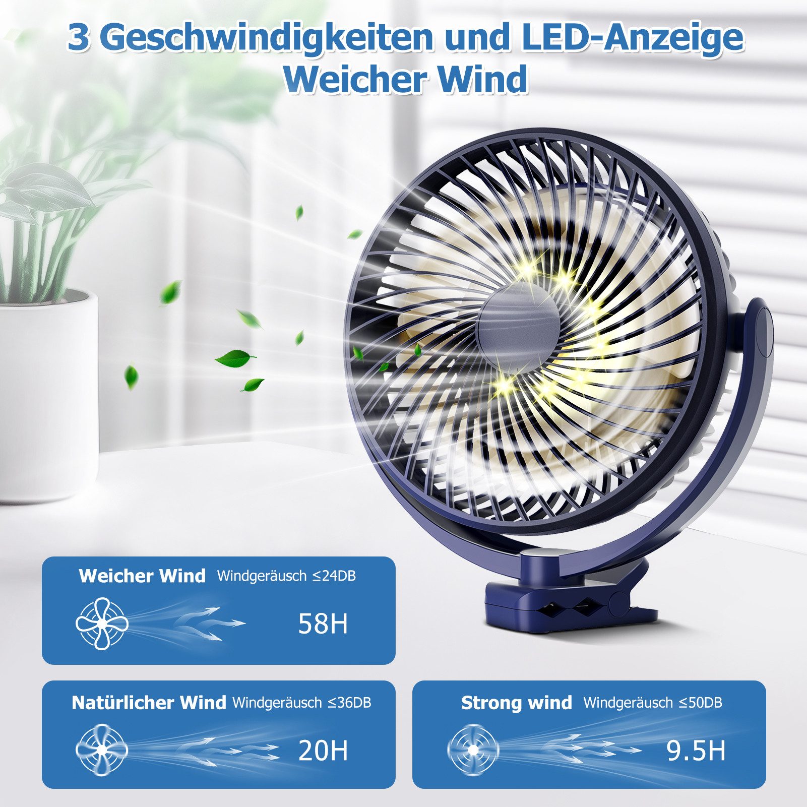 LEENON Mini USB-Ventilator Ventilator mit Licht,3 günstig online kaufen