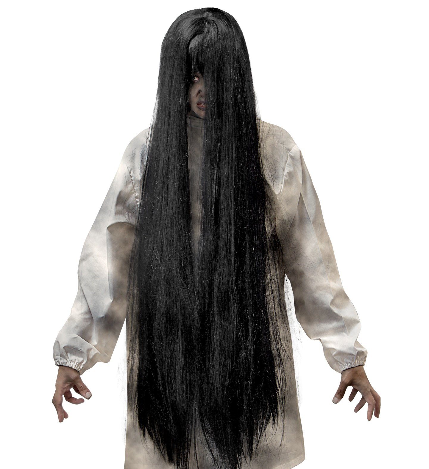 Widmann S.r.l. Kostüm-Perücke Damen Perücke 'Horror Mädchen' 100 cm, Schwarz -