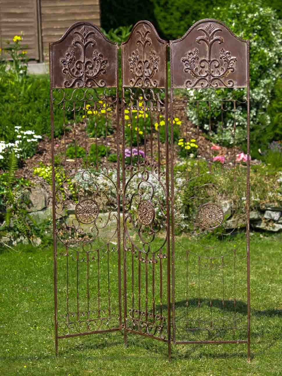 Aubaho Dekoobjekt Paravent Pergola Spalier Rankhilfe Zaun 19kg Metall antik Stil Raumtei