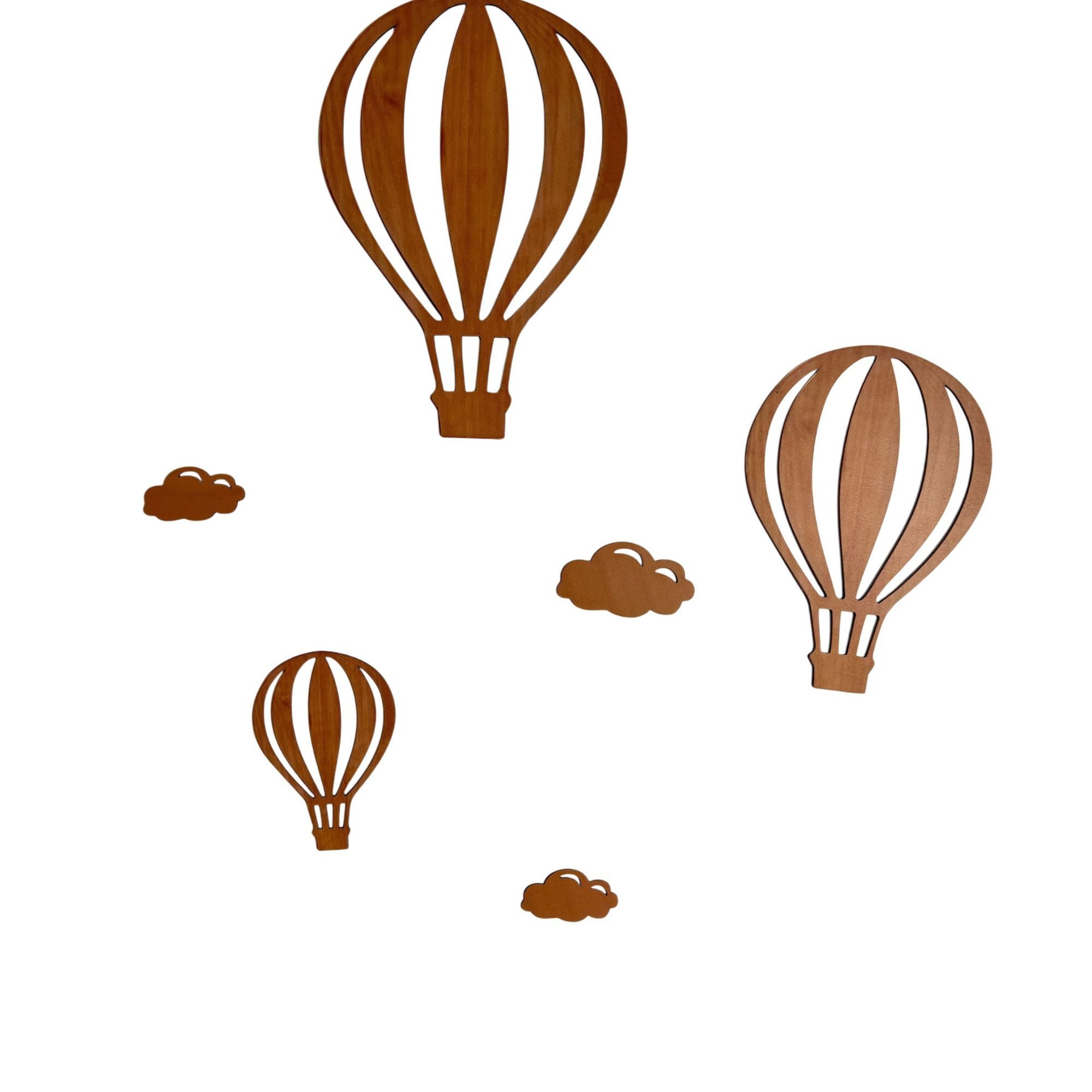 Zayno Wanddekoobjekt Wanddekoration Heißluftballon „Elio“ aus Fichtenholz, mehrteiliges Set