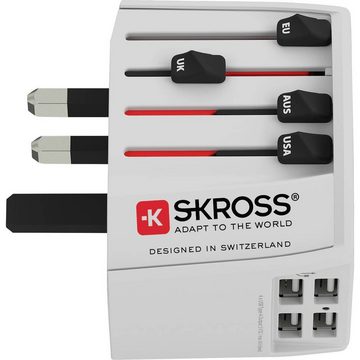 SKROSS 2-Pol Weltreiseadapter mit 4 x USB Anschlüssen Reiseadapter