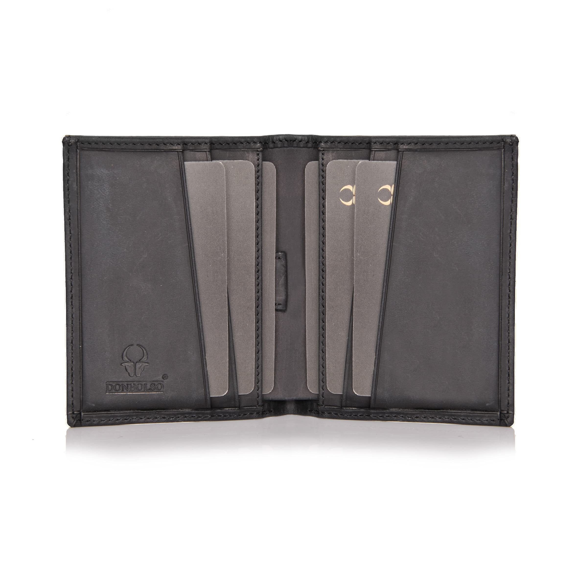 Donbolso Geldbörse Slim Wallet aus Echtleder mit RFID Schutz, Vintage Schwarz Ohne Münzfachvintageleder