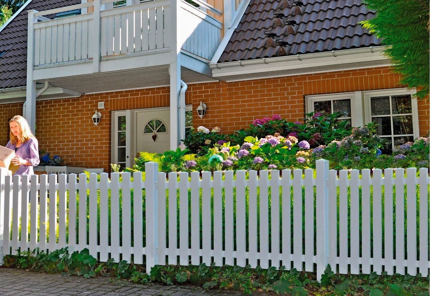 Tetzner & Jentzsch Gartenzaun Lexington 3, (Set), Kunststoff, 80 cm hoch, 5 Elemente für 9,54 m, 6 Alu-Pfosten