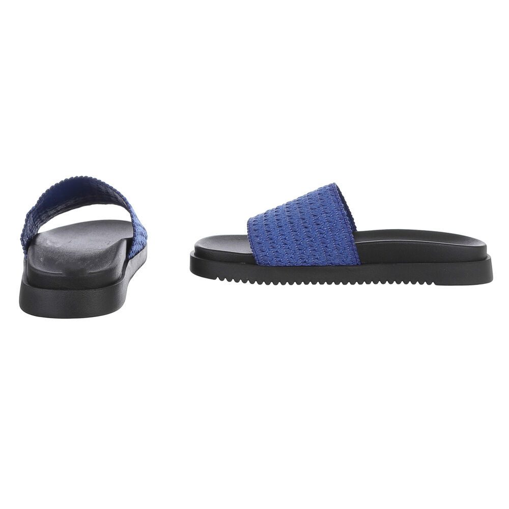 Ital-Design Moderne Damen Sandalen mit geflochtenem Obermaterial Pantolette (89372629) Flach Pantoletten in Blau – Bild 5 von 5