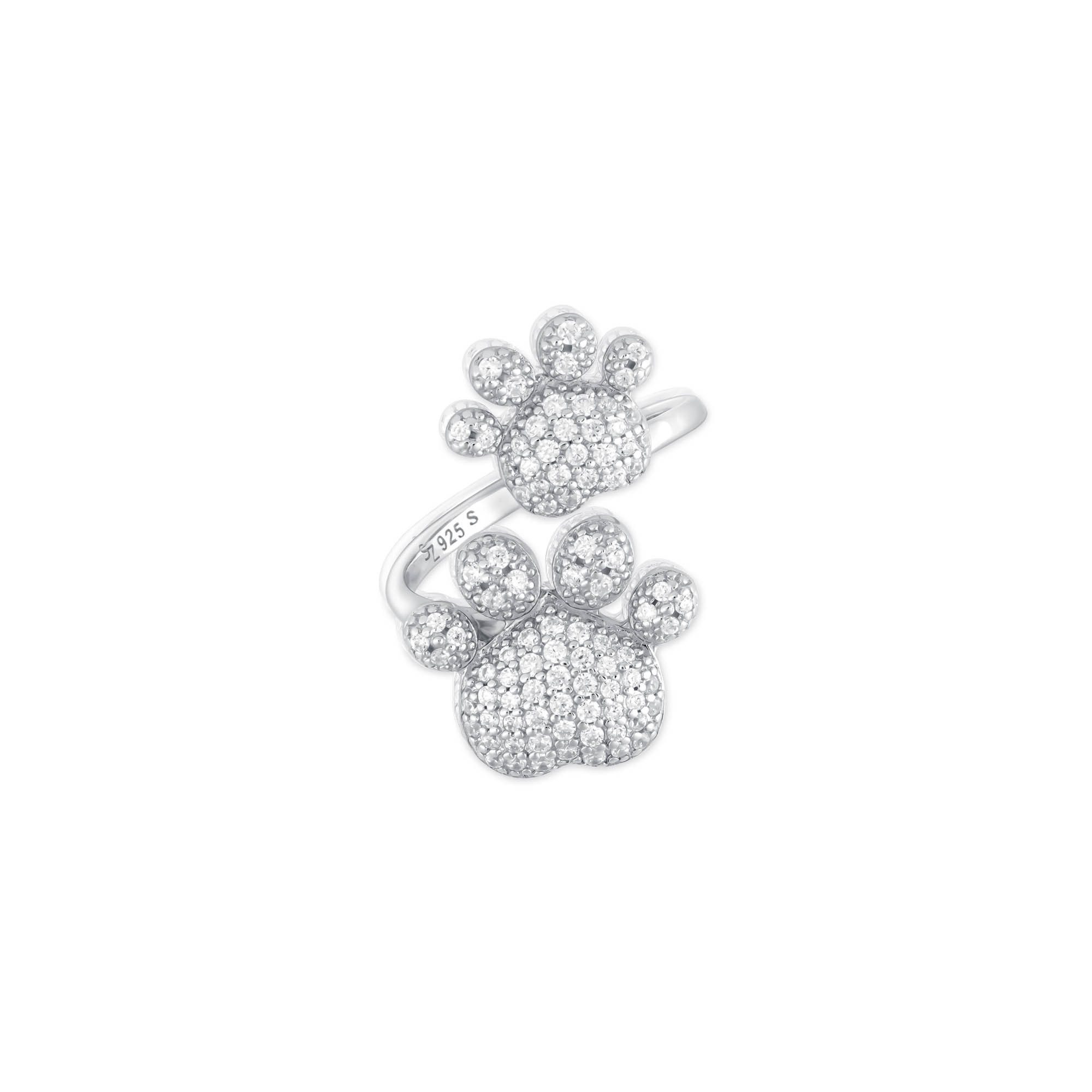 Seinerzeit FLORA & FAUNA Silberring Paw Pfoten Ring (1-tlg), Material: 925 Sterling Silber